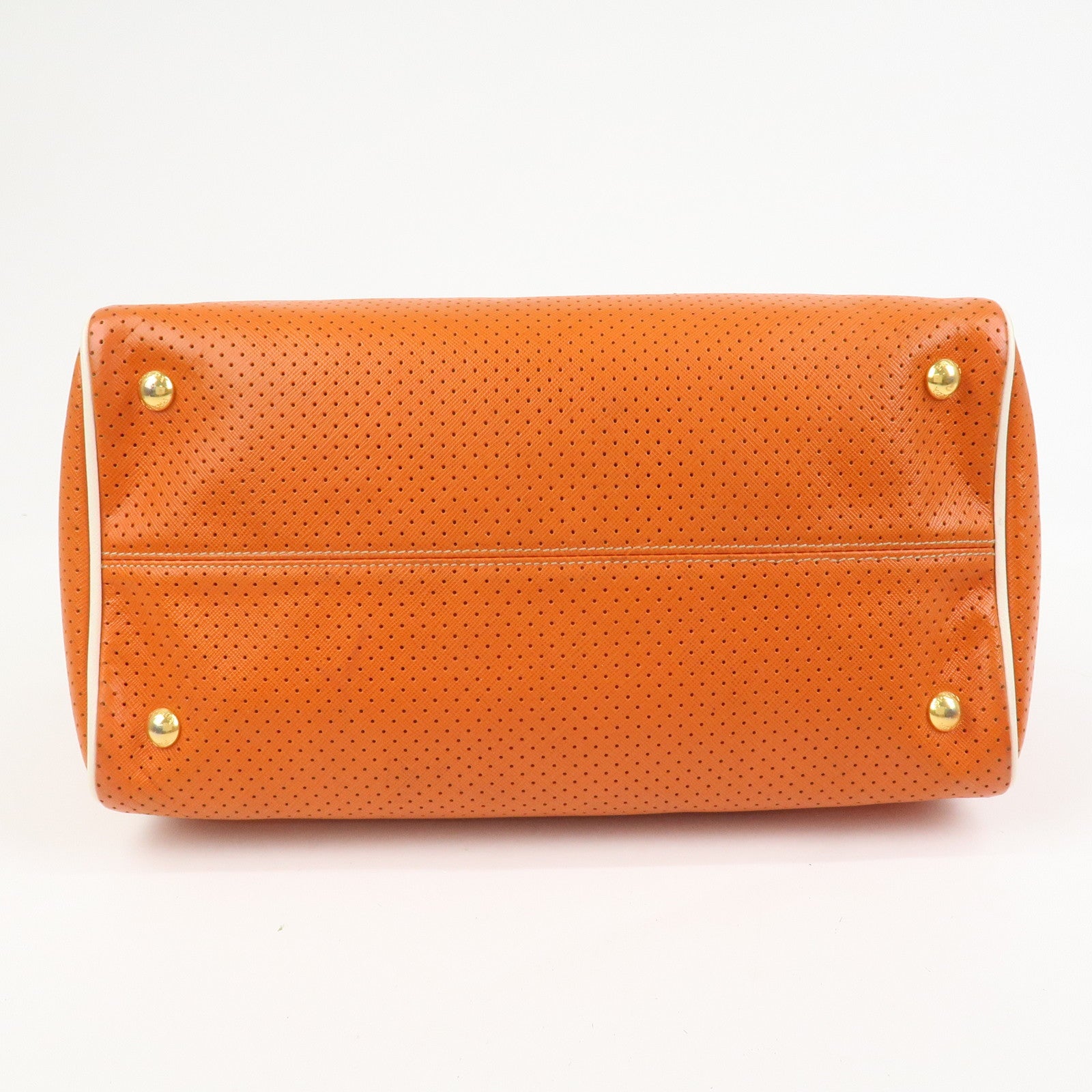 PRADA Saffiano Leather 2Way Bag Hand Bag Shoulder Bag Orange