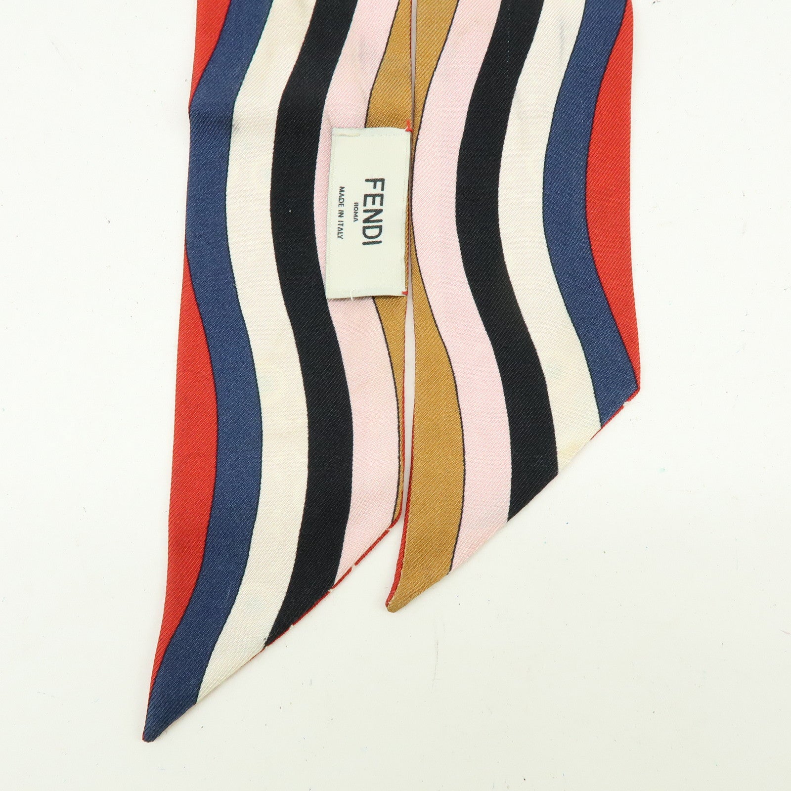 FENDI Wrappy Silk 100% Scarf Red Multicolor