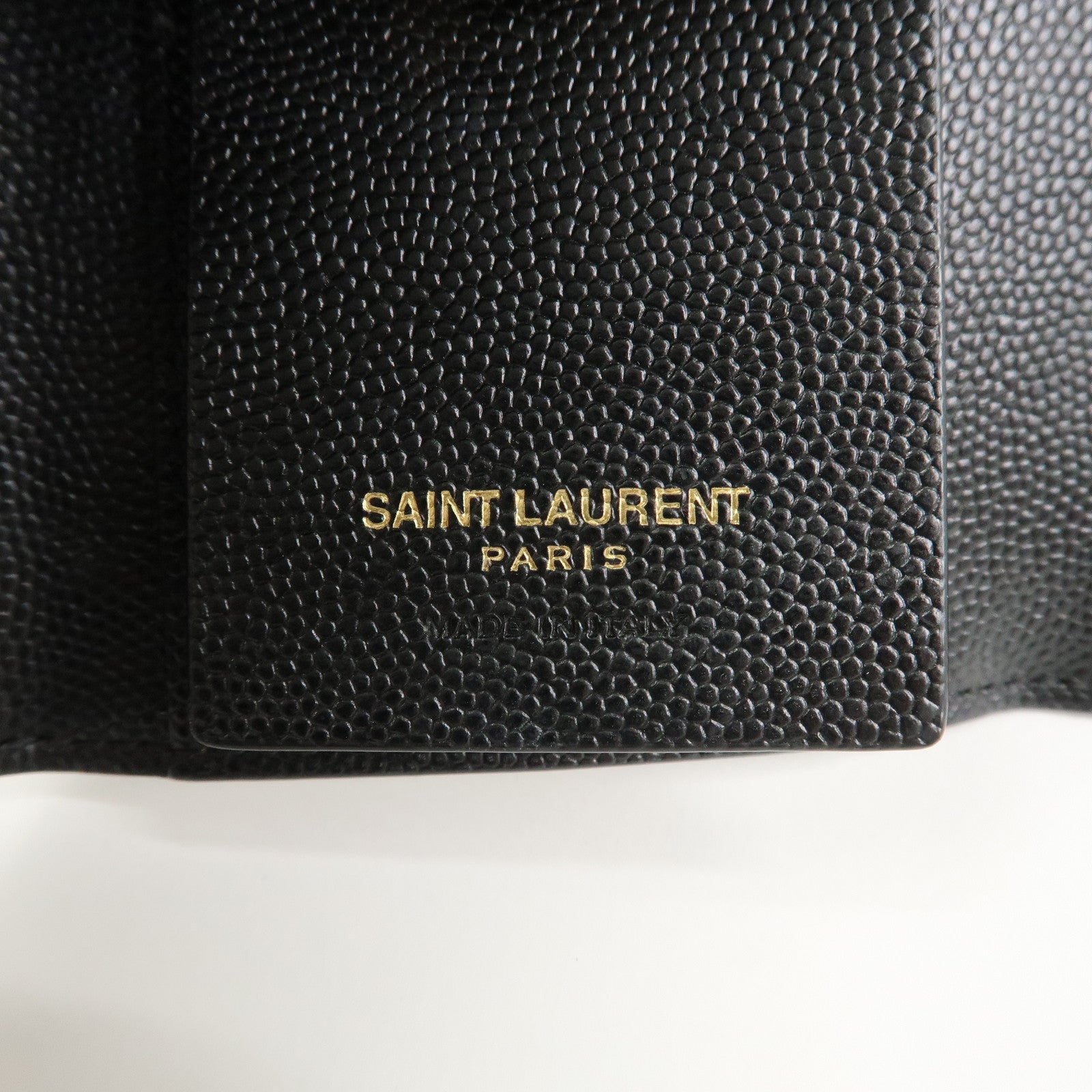 SAINT LAURENT PARIS Leather Key Case Key Holder Black 580656