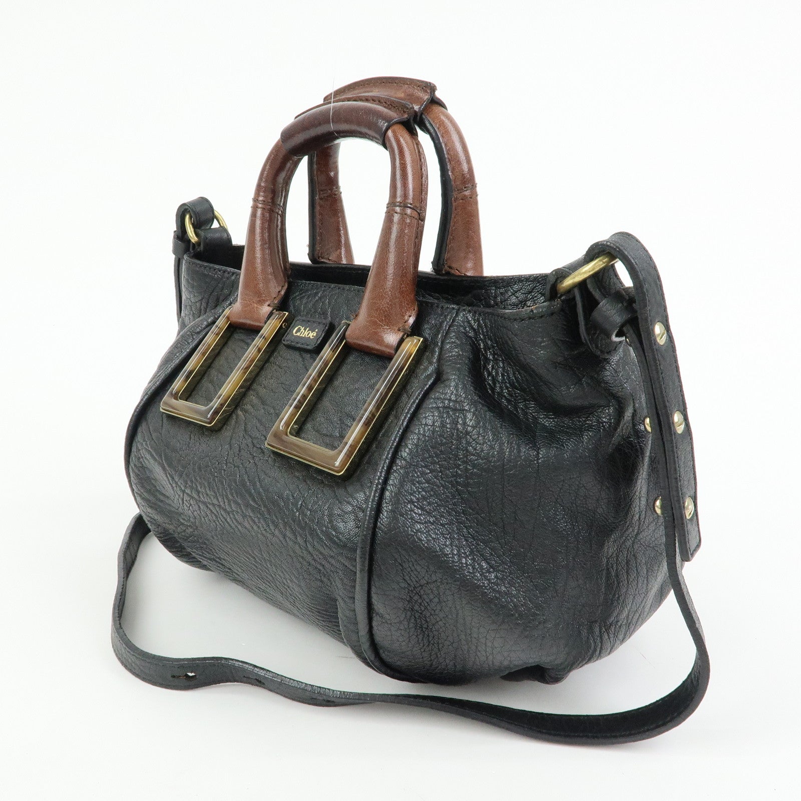 Chloe Etel Leather 2Way Bag Hand Bag Shoulder Bag Black