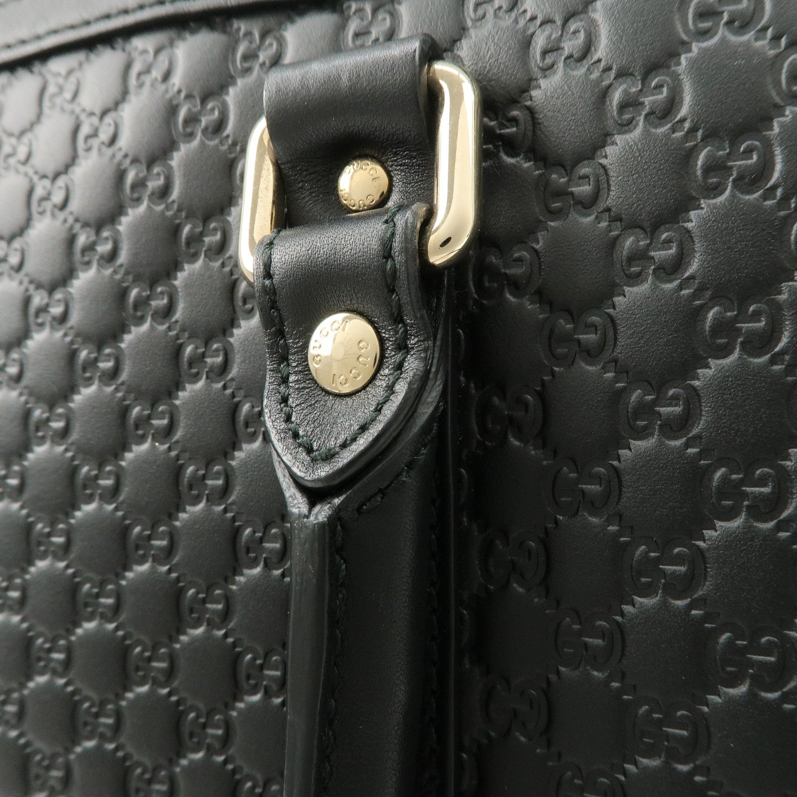 GUCCI Micro Guccissima Leather 2Way Bag Shoulder Bag Black 449658 Used