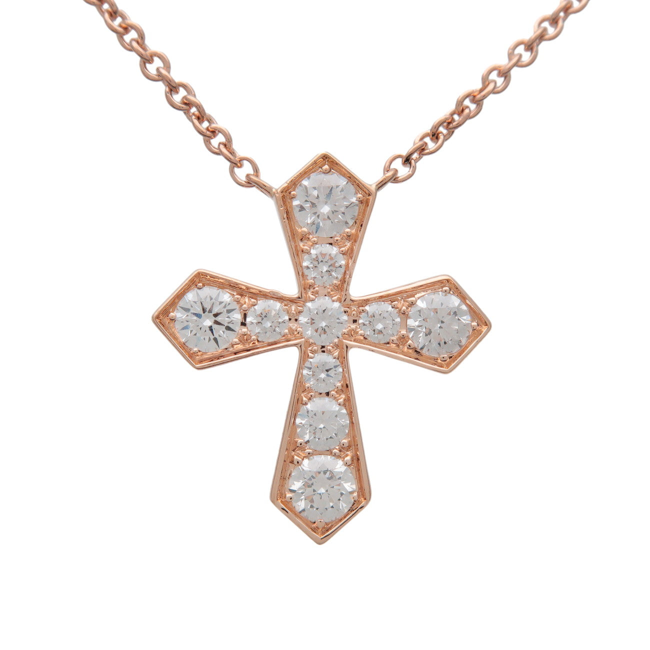 GRAFF Trapezoid Cross Necklace Diamond K18 750PG Rose Gold