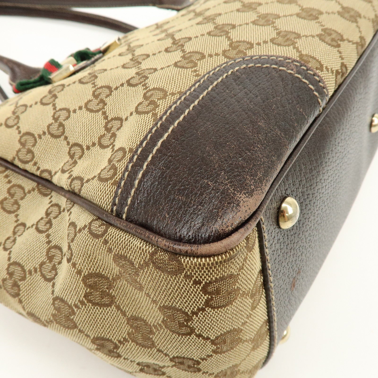 GUCCI Sherry Princy GG Canvas Leather Tote Bag Shoulder Bag 177052