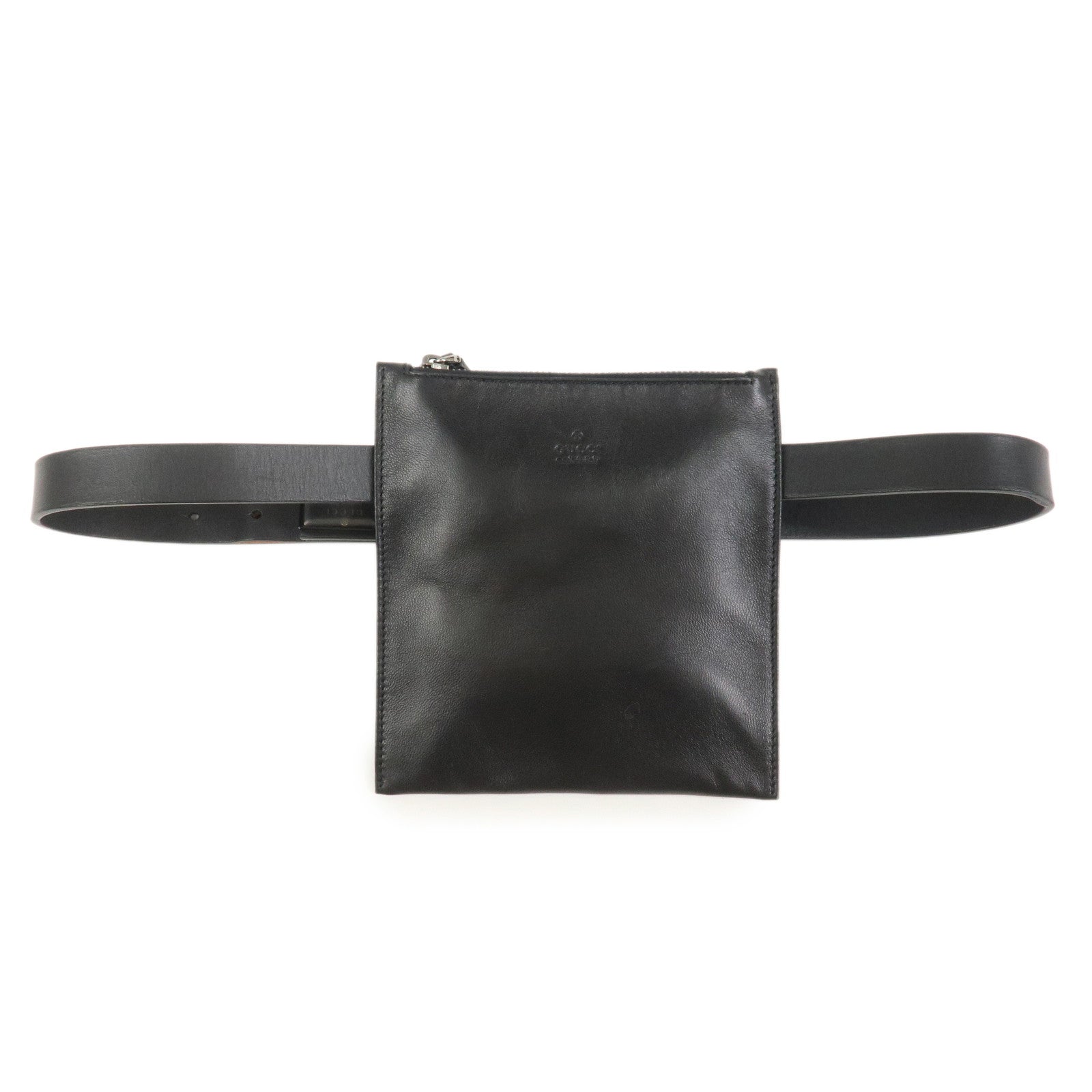 GUCCI Leather Waist Pouch Body Bag Black 037.1312