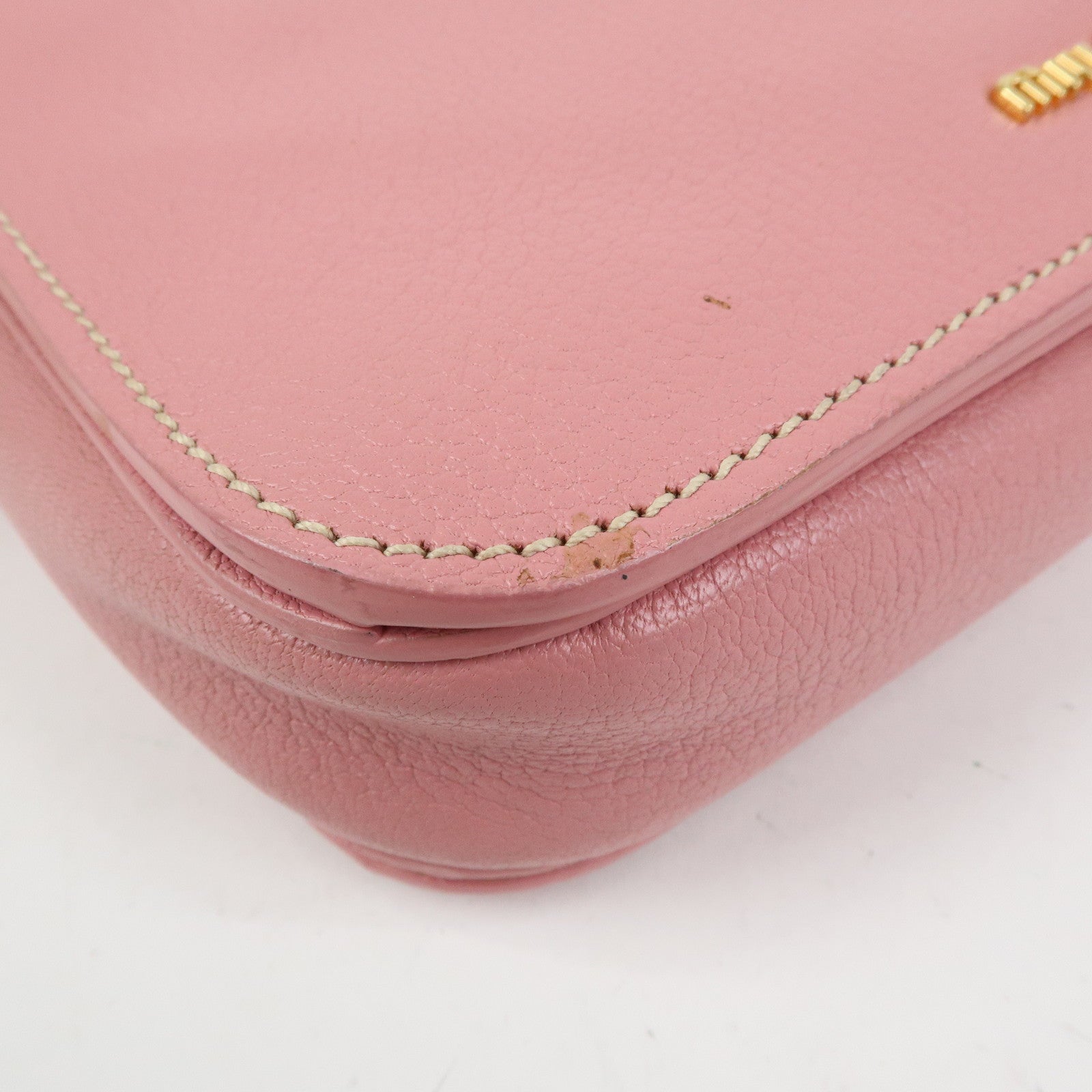 MIU MIU Madras Leather Top Handle 2Way Bag Hand Bag Pink RN0717