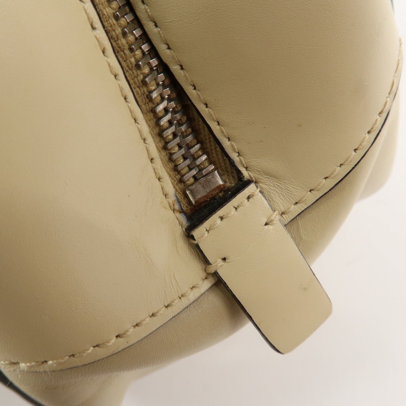 PRADA Leather Bowling Bag Boston Bag Ivory Silver Hardware BL0049 Used