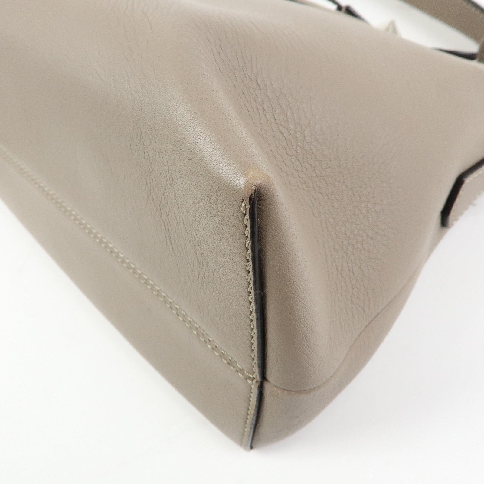 FENDI By The Way Medium Leather 2Way Bag Hand Bag Greige 8BL146