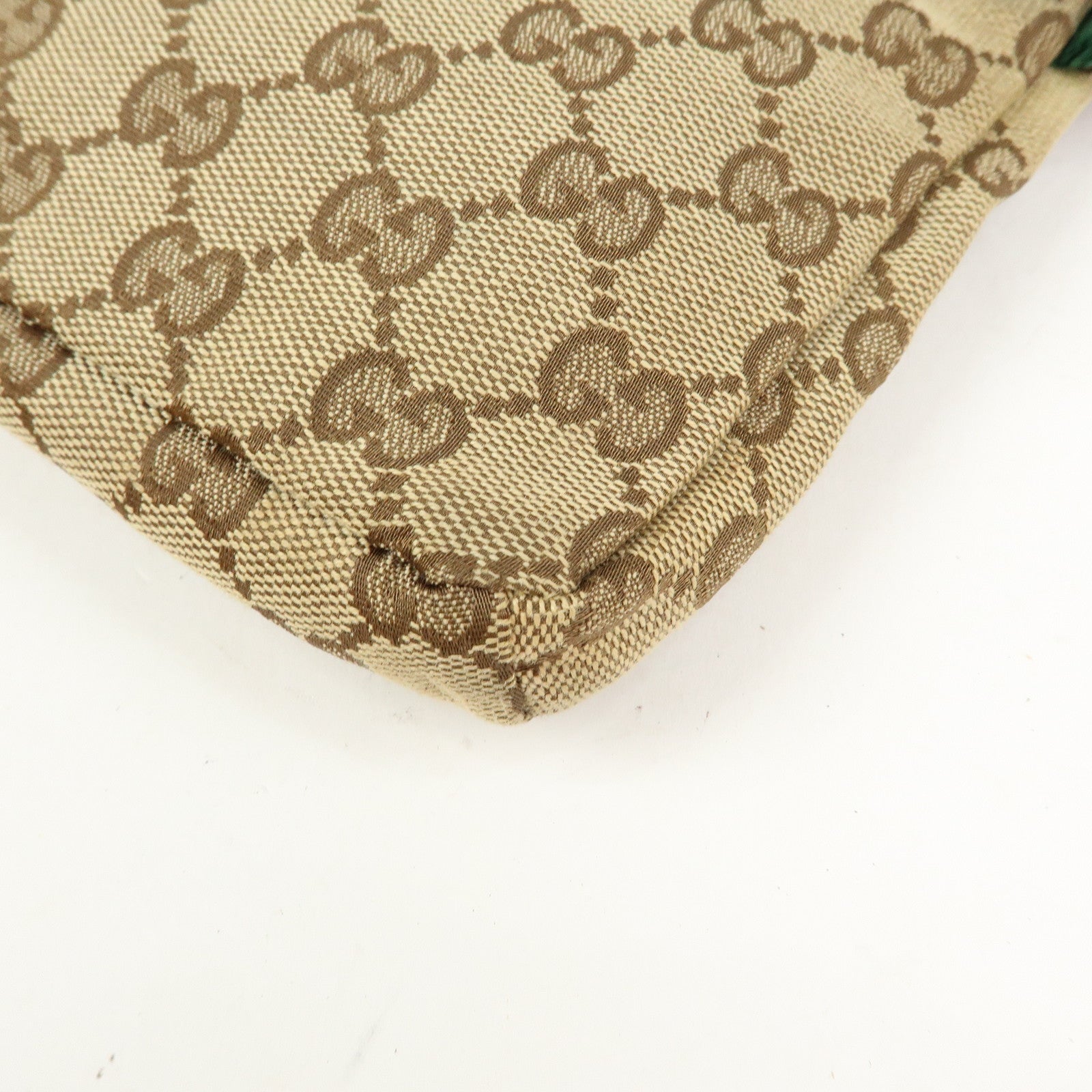 GUCCI GG Canvas Leather Waist Bag Crossbody Bag Beige Brown 28566