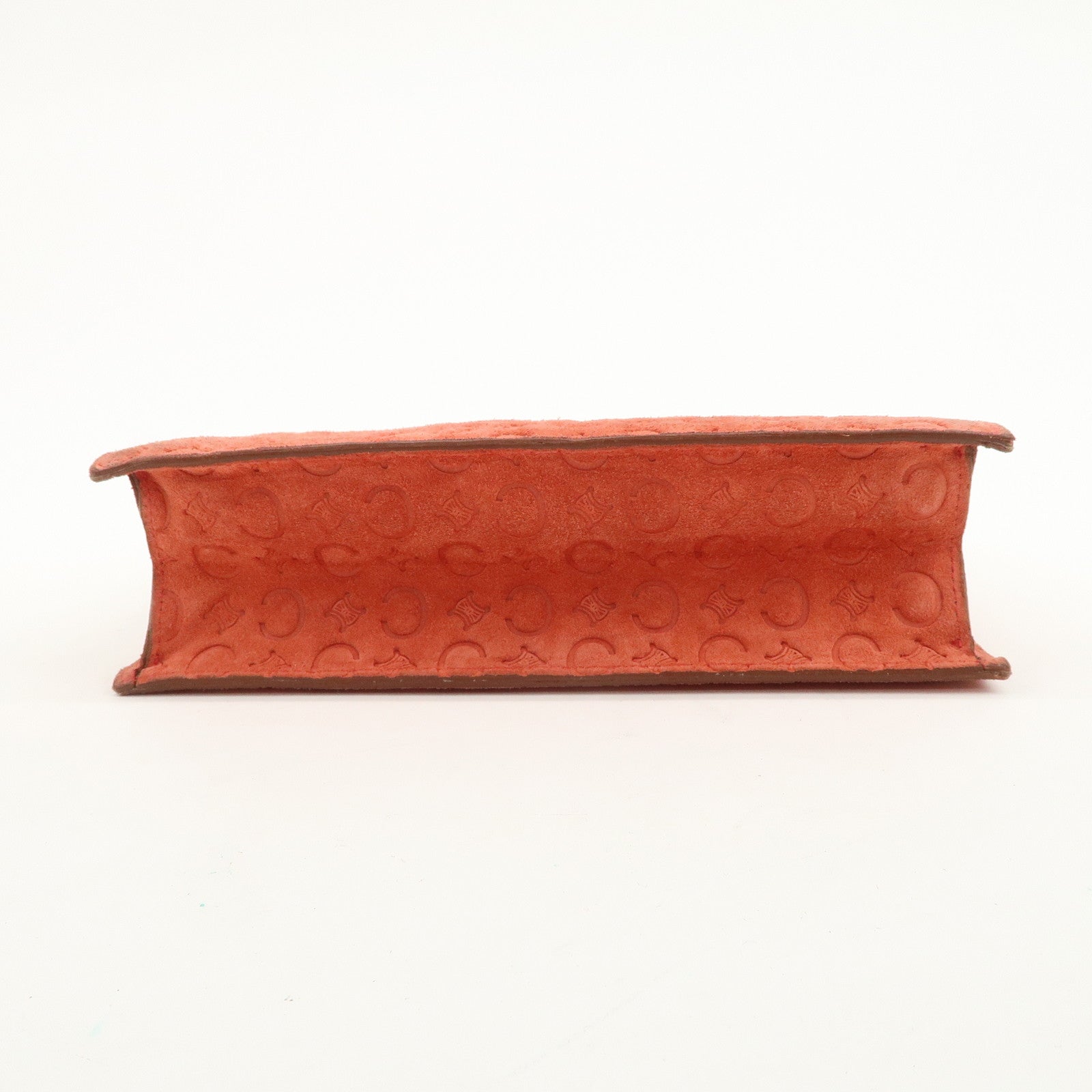 CELINE C Macadam Suede Leather Tote Bag Hand Bag Orange Light Brown