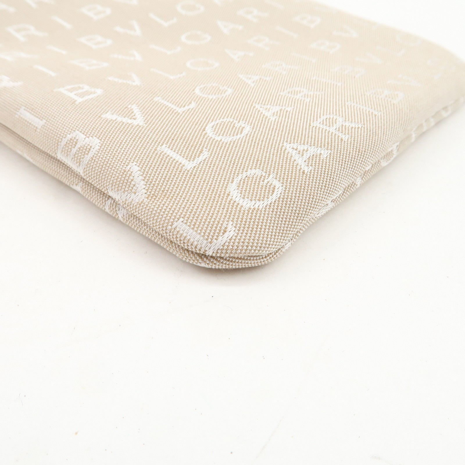 BVLGARI Logo Mania Canvas Leather Shoulder Bag Beige Dark Brown