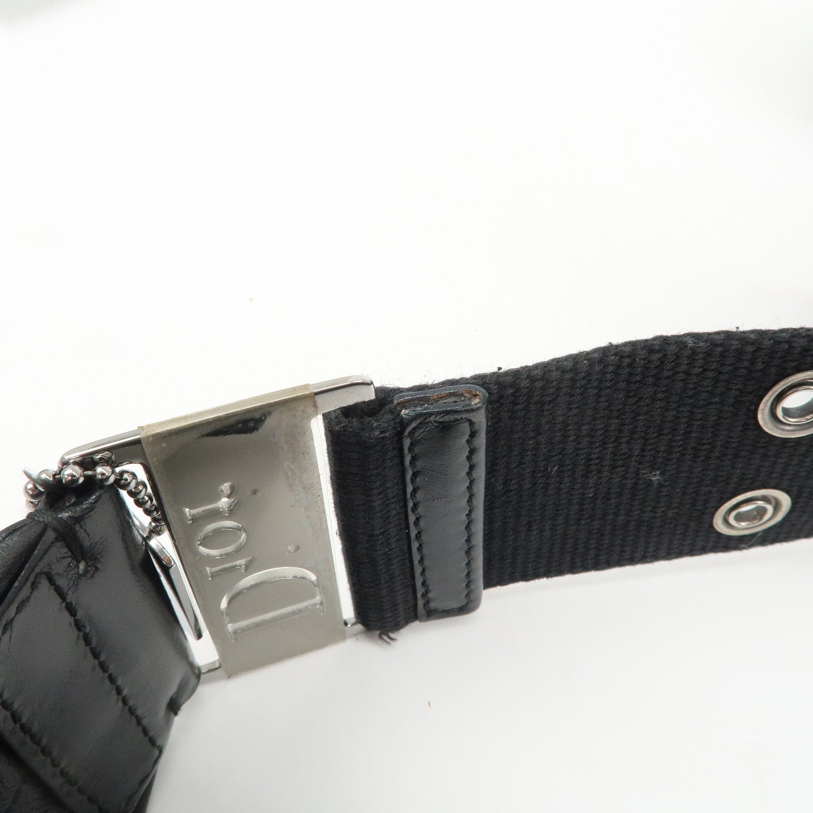 Christian Dior Street Chic Leather Shoulder Bag Black Silver HDW