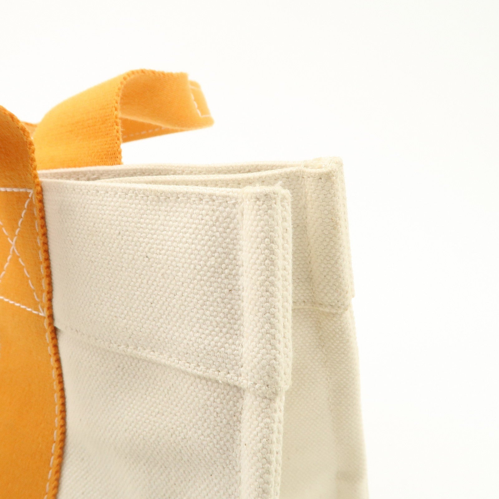 HERMES Bora Bora PM Canvas Tote Bag Hand Bag Ivory Orange Used