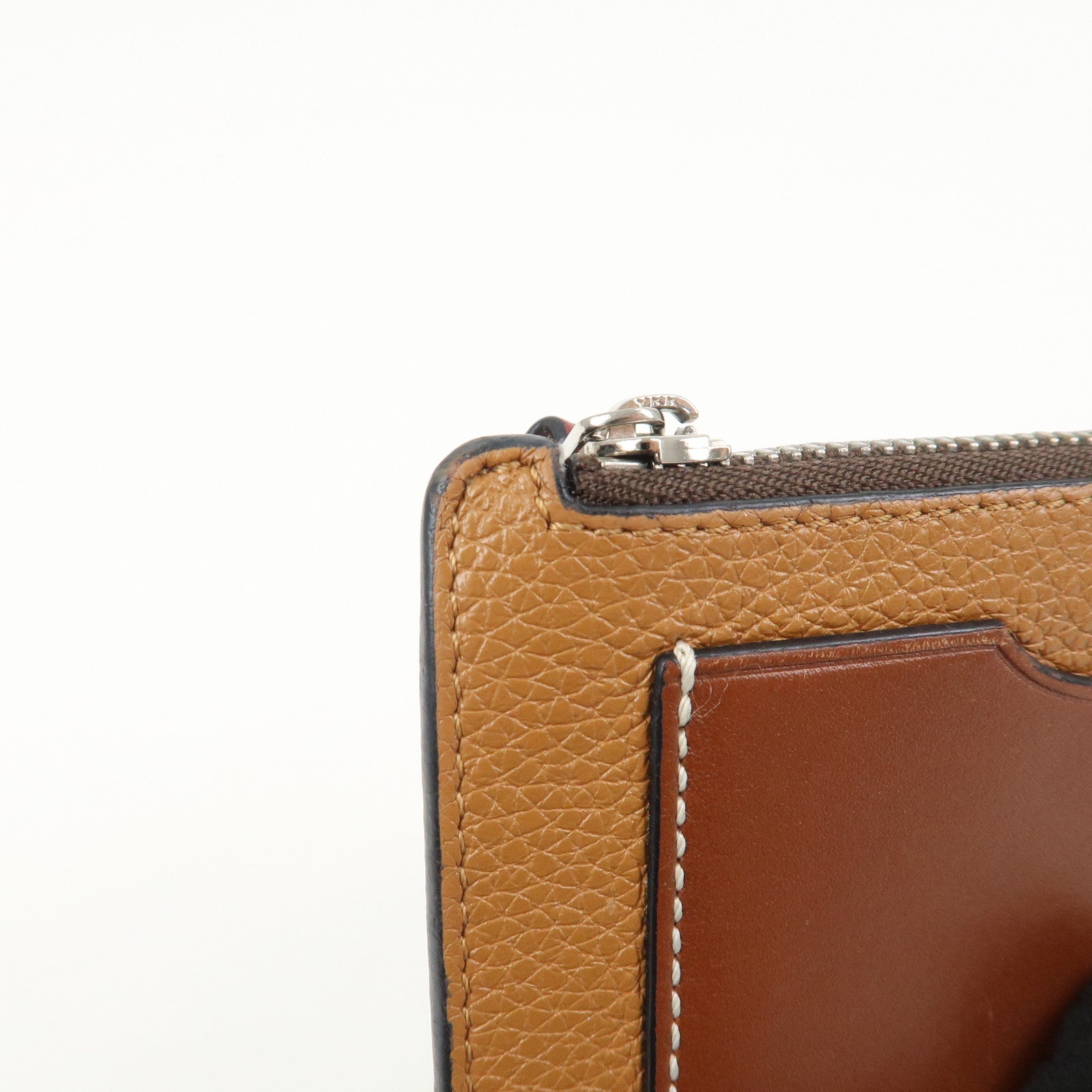 LOEWE Anagram Leather Fragment Card Case Brown