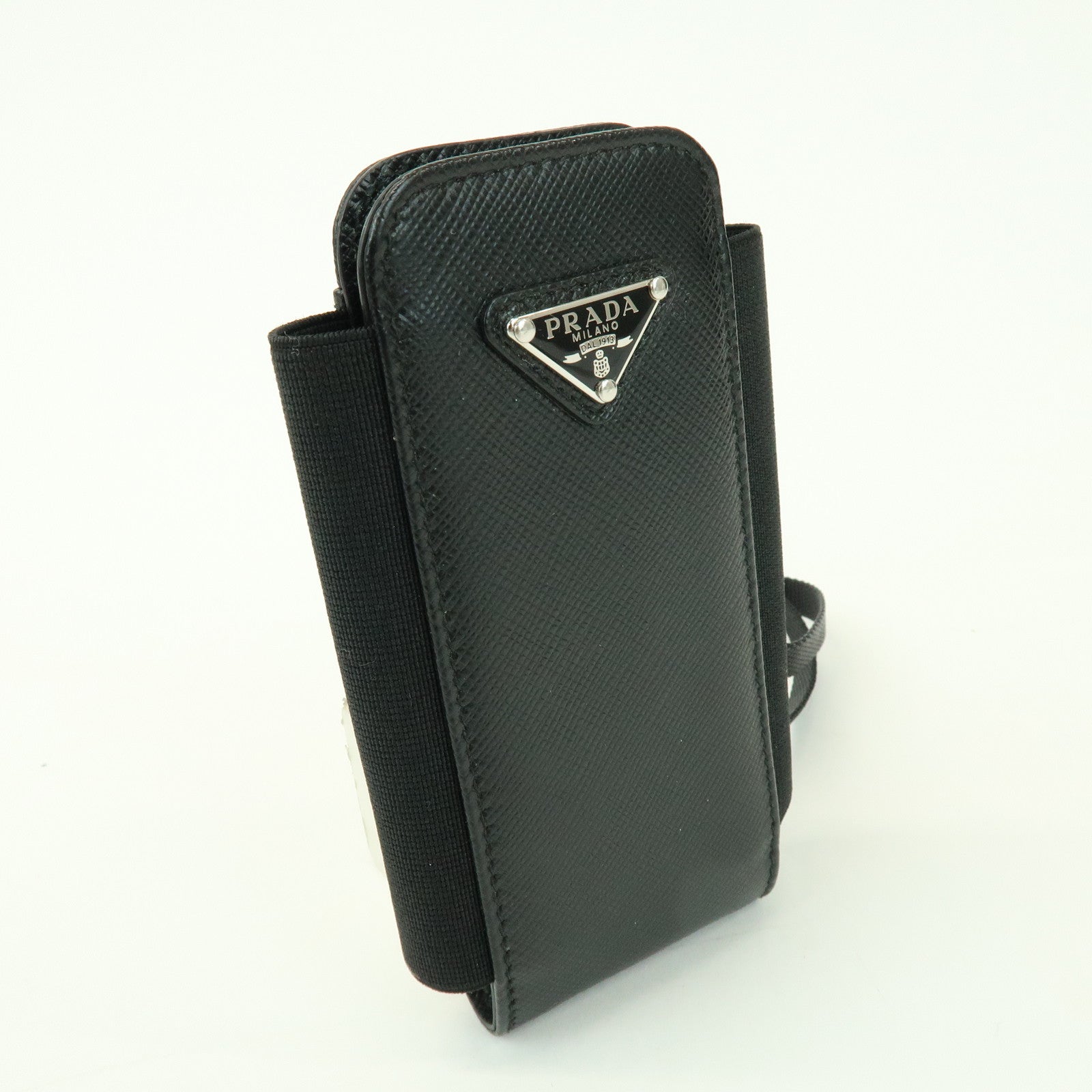 PRADA Triangle Logo Saffiano Leather Nylon Phone Case 1ZT019