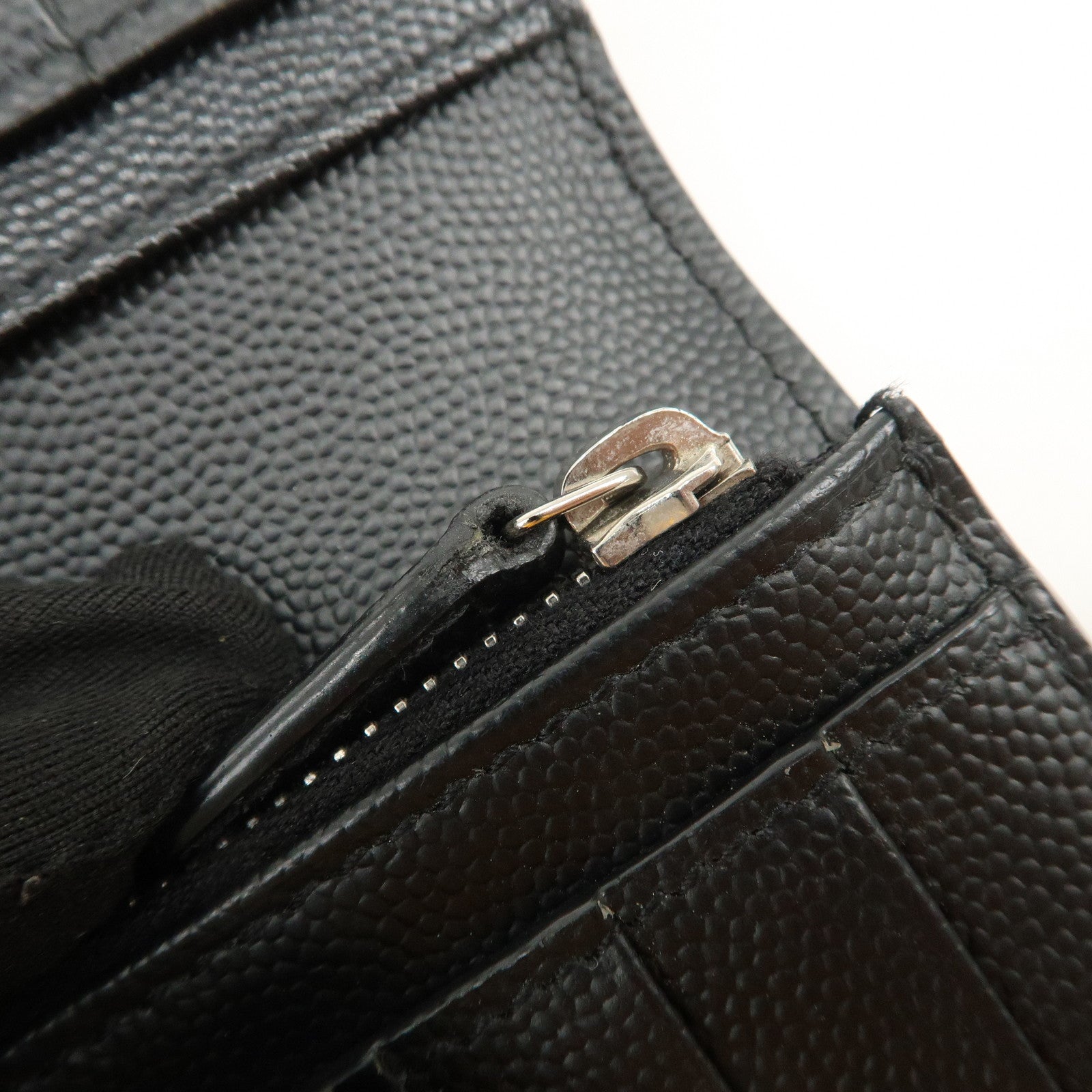 SAINT LAURENT PARIS Leather Bi-fold Long Wallet Black 396308