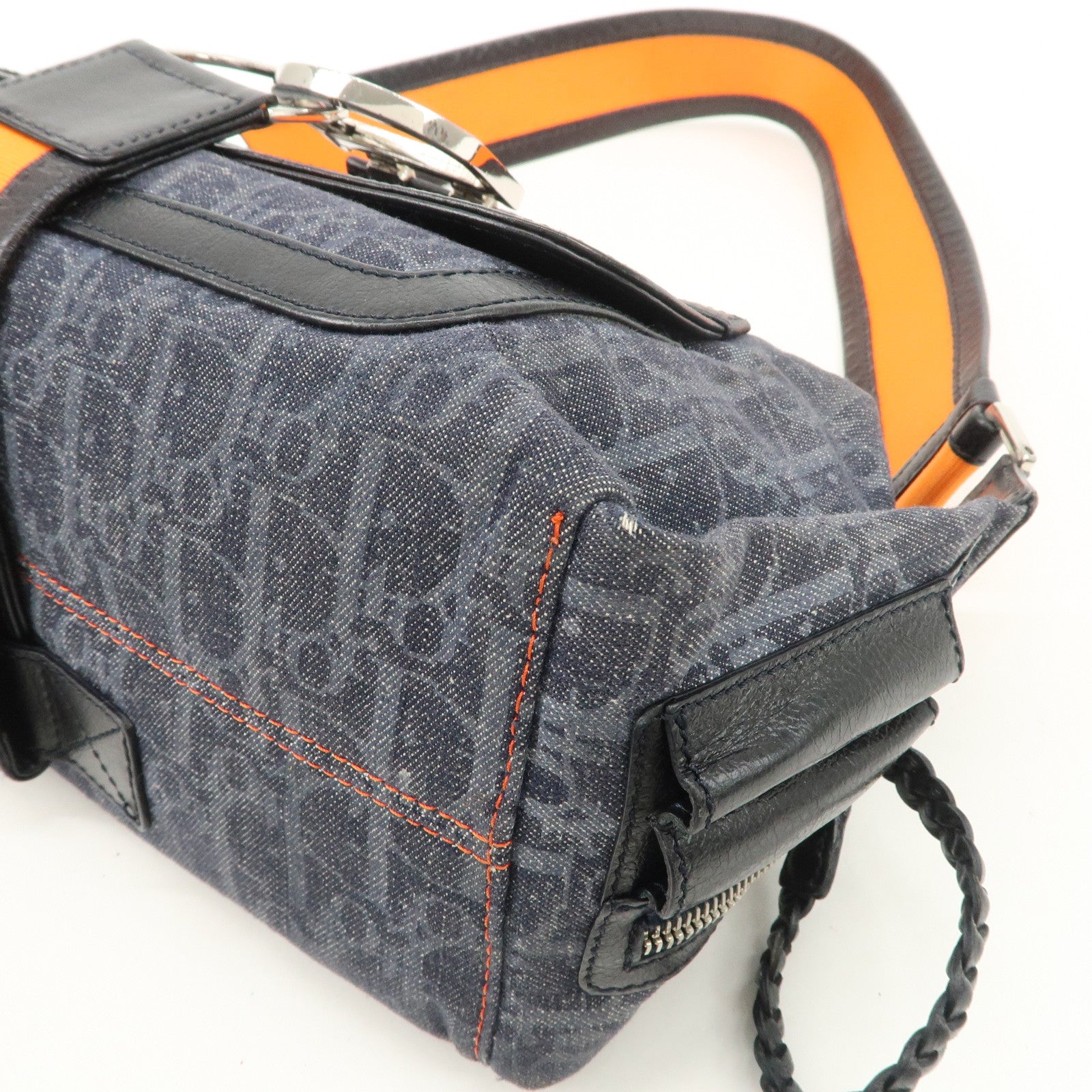 Christian Dior Flight Line Trotter Denim Leather Shoulder Bag