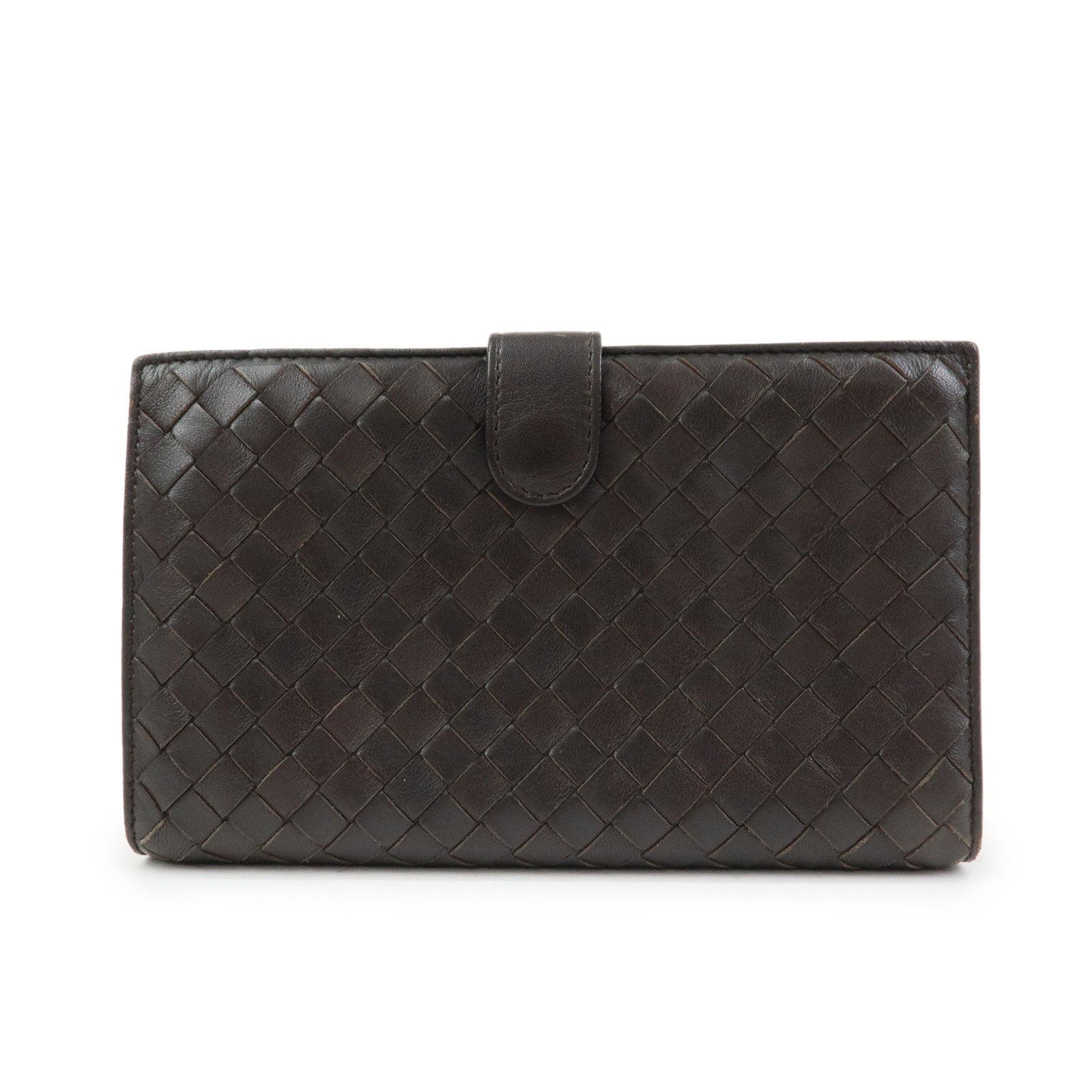 BOTTEGA VENETA Intrecciato Leather Bi-fold Long Wallet Brown