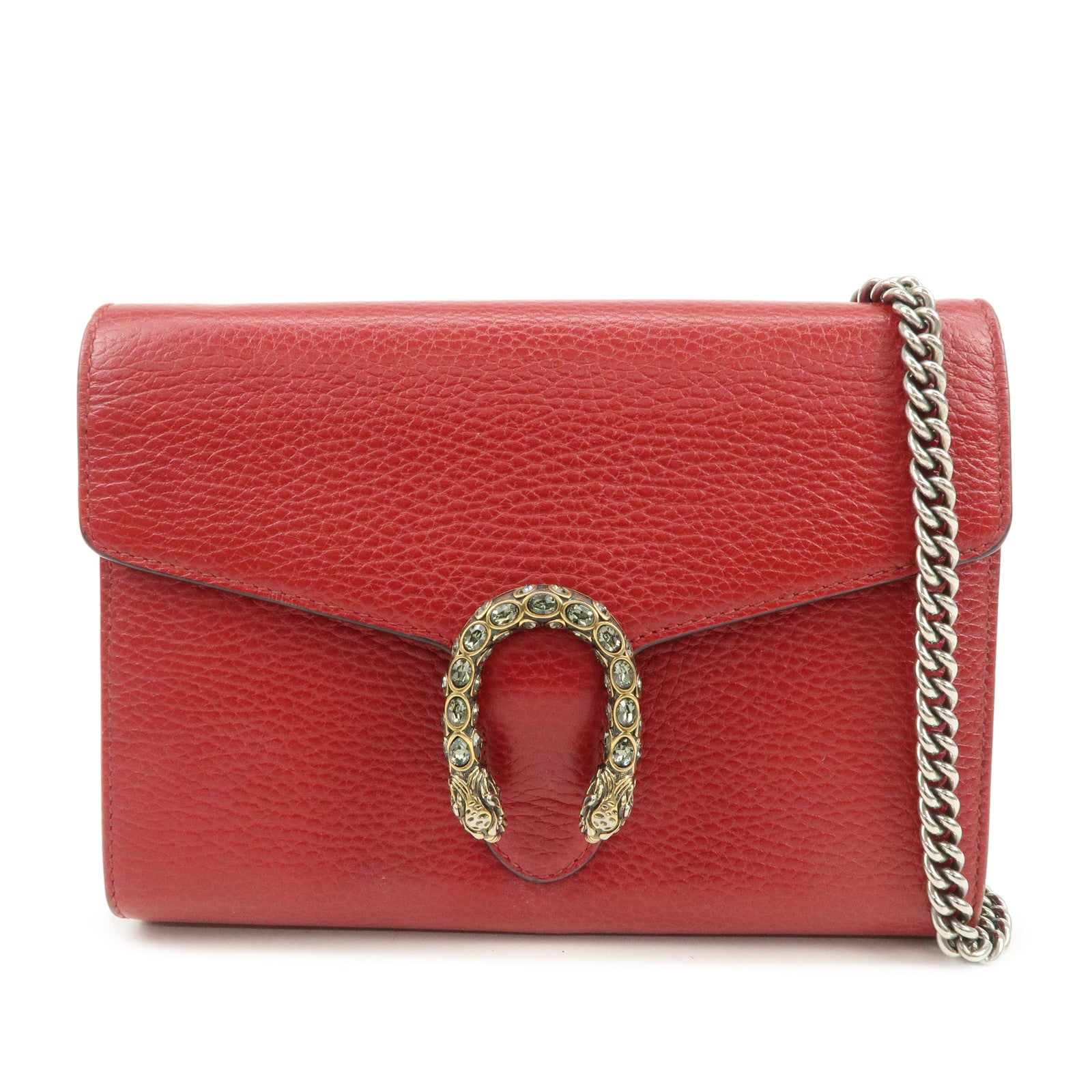 GUCCI Dionysus Leather Chain Shoulder Bag Red 401231