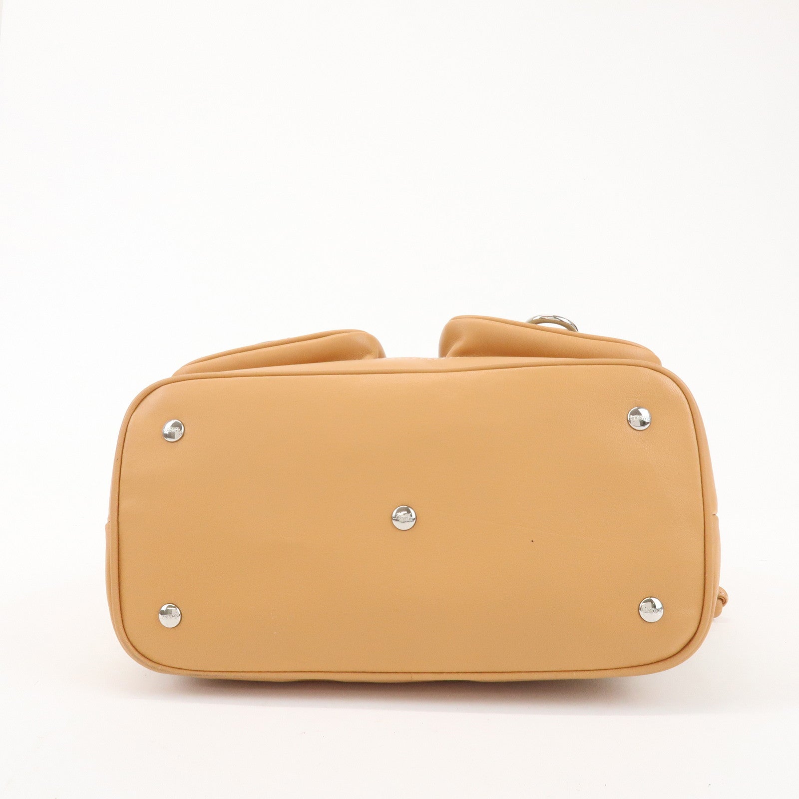 LOEWE Logo Suede Leather Hand Bag Mini Tote Bag Light Brown Beige