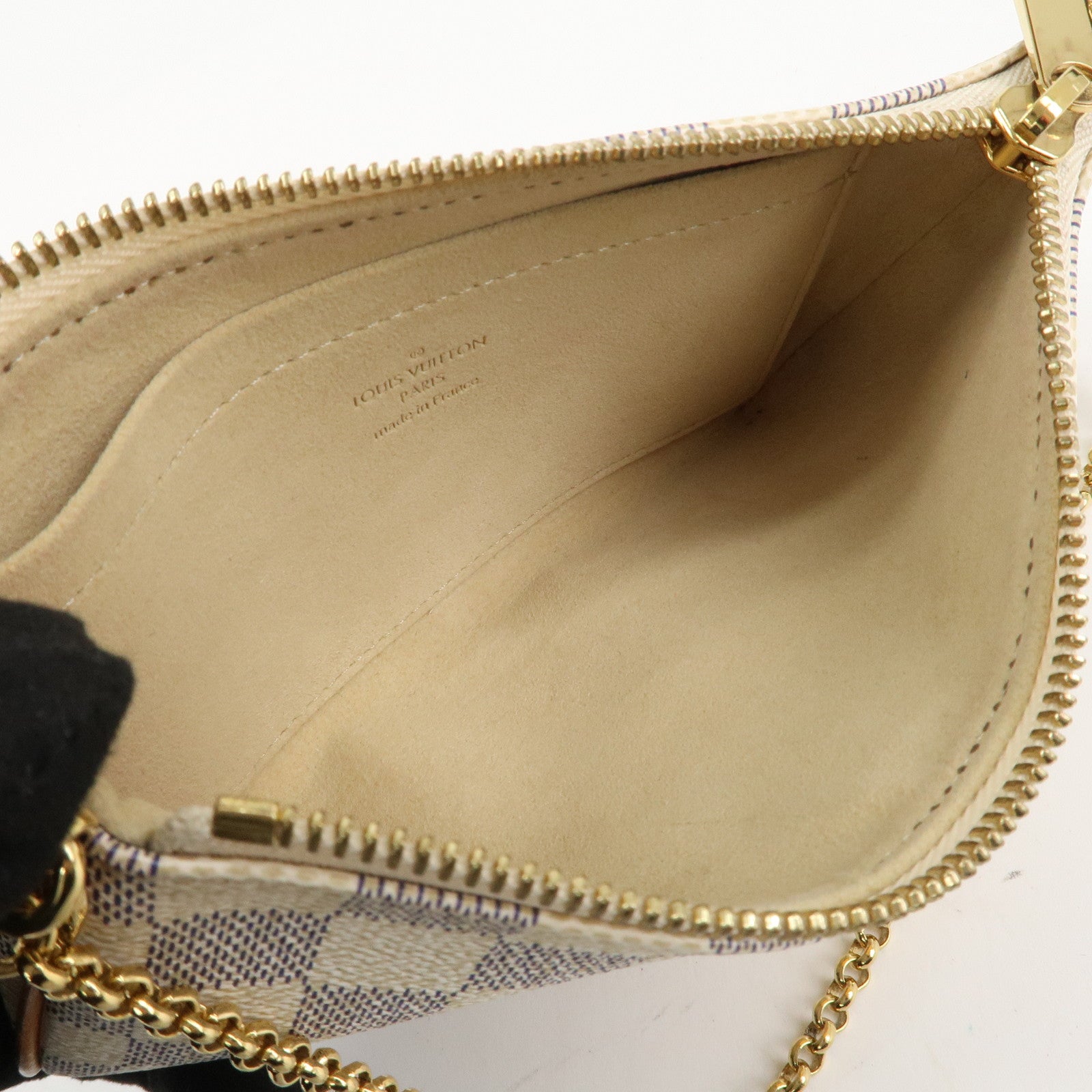 Louis Vuitton Damier Azur Pochette Milla MM Mini Pouch N60027 Used