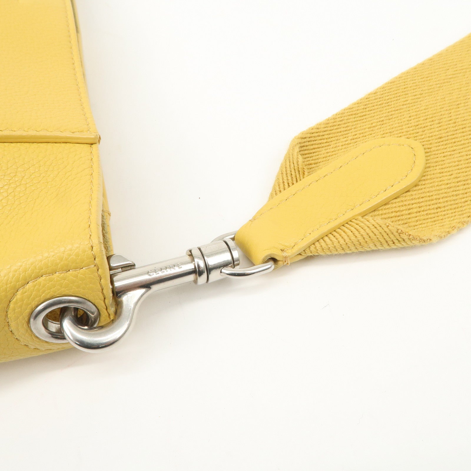 CELINE Leather Sangle Bucket Shoulder Bag Hand Bag Yellow