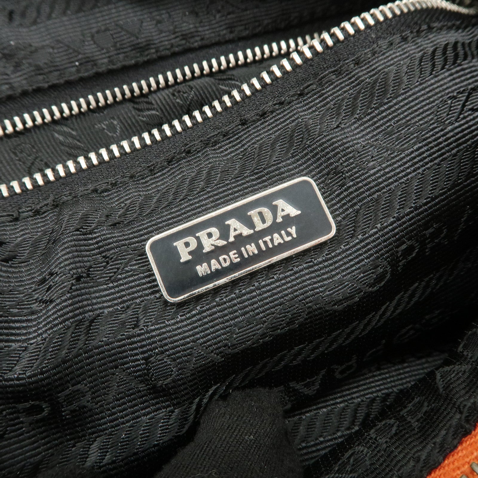 PRADA Triangle Logo Nylon Leather Shoulder Bag Orange BR1267
