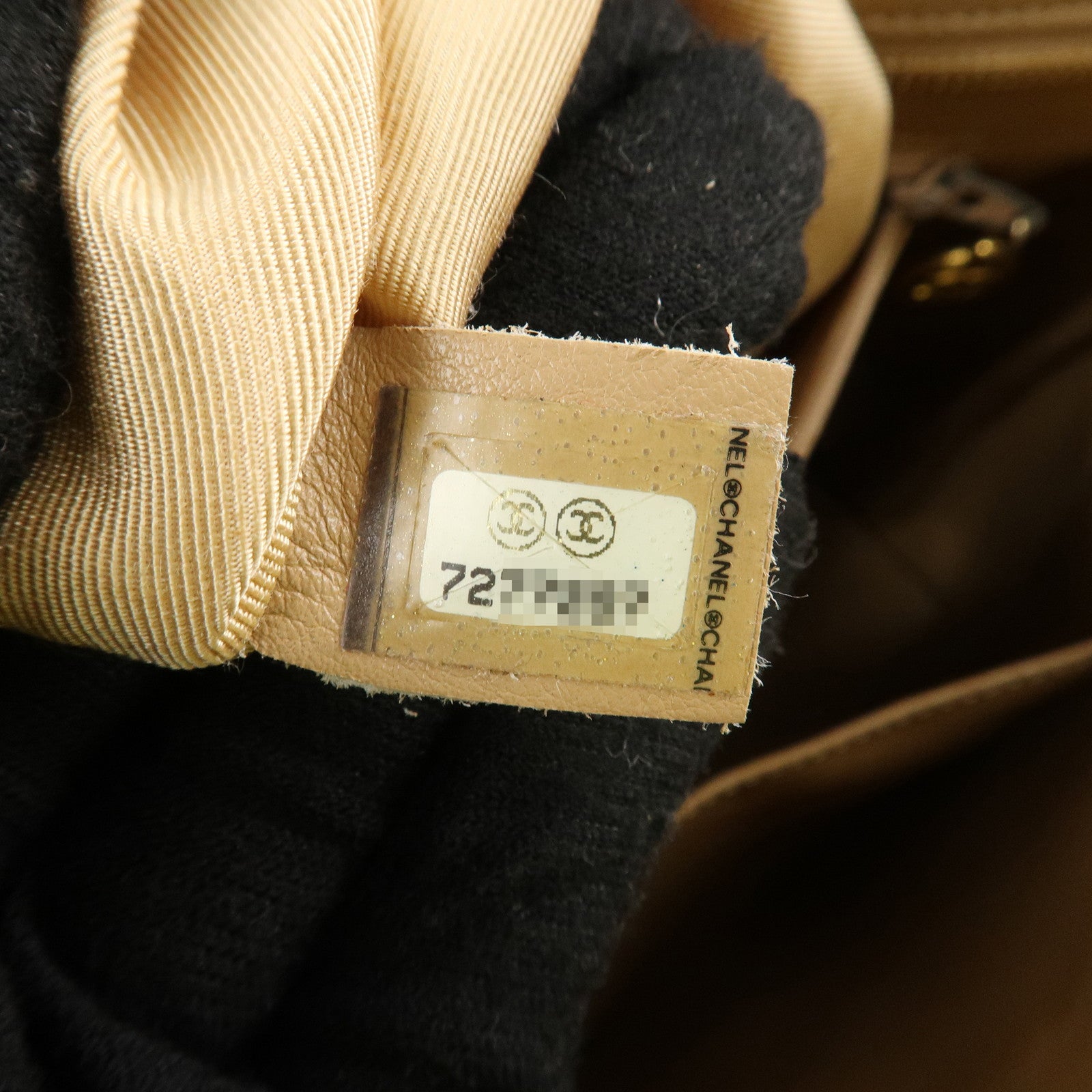 CHANEL Matelasse Caviarskin Medalion Tote Bag Hand Bag Beige A01804 Used