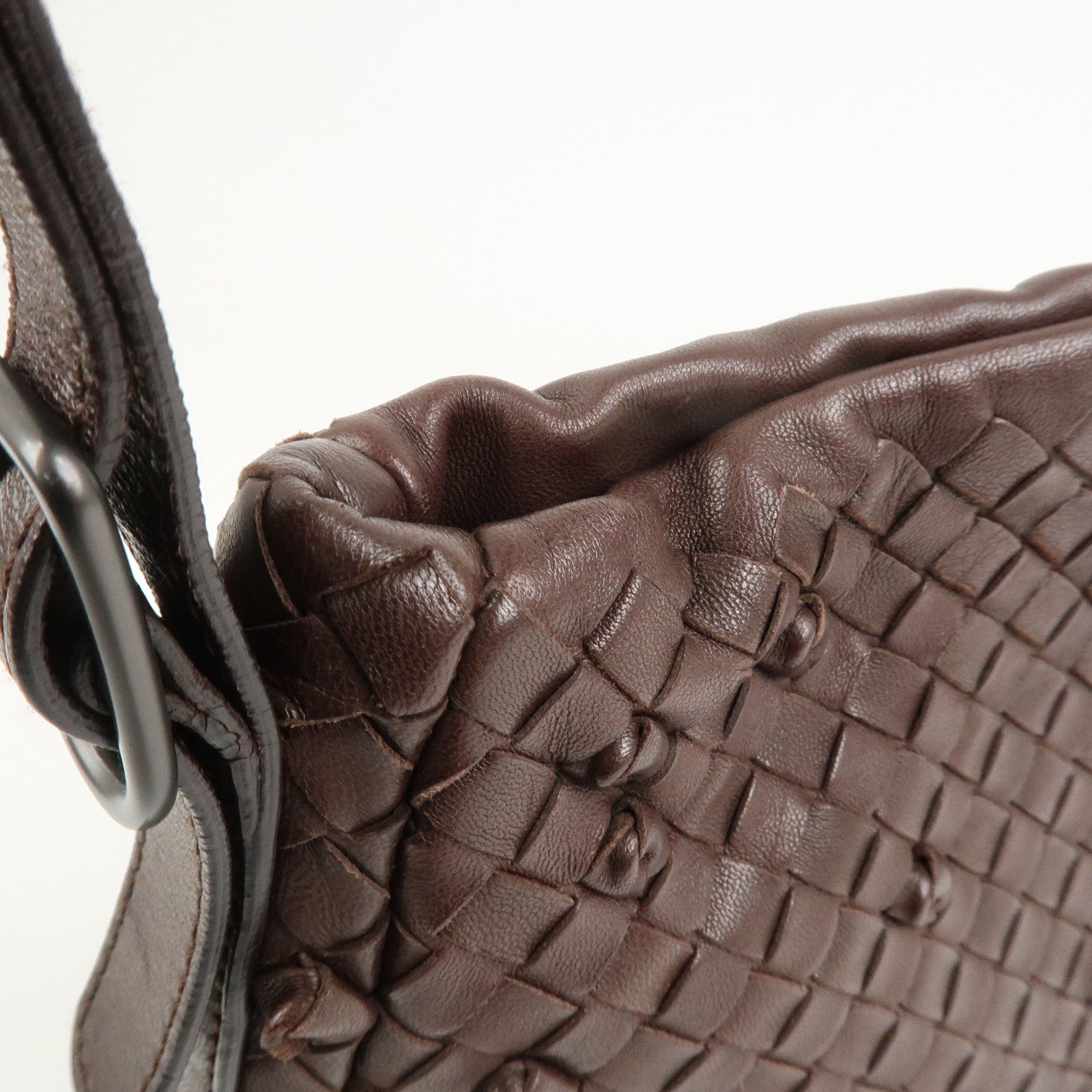 BOTTEGA VENETA Intrecciato Leather Shoulder Bag Brown 133507