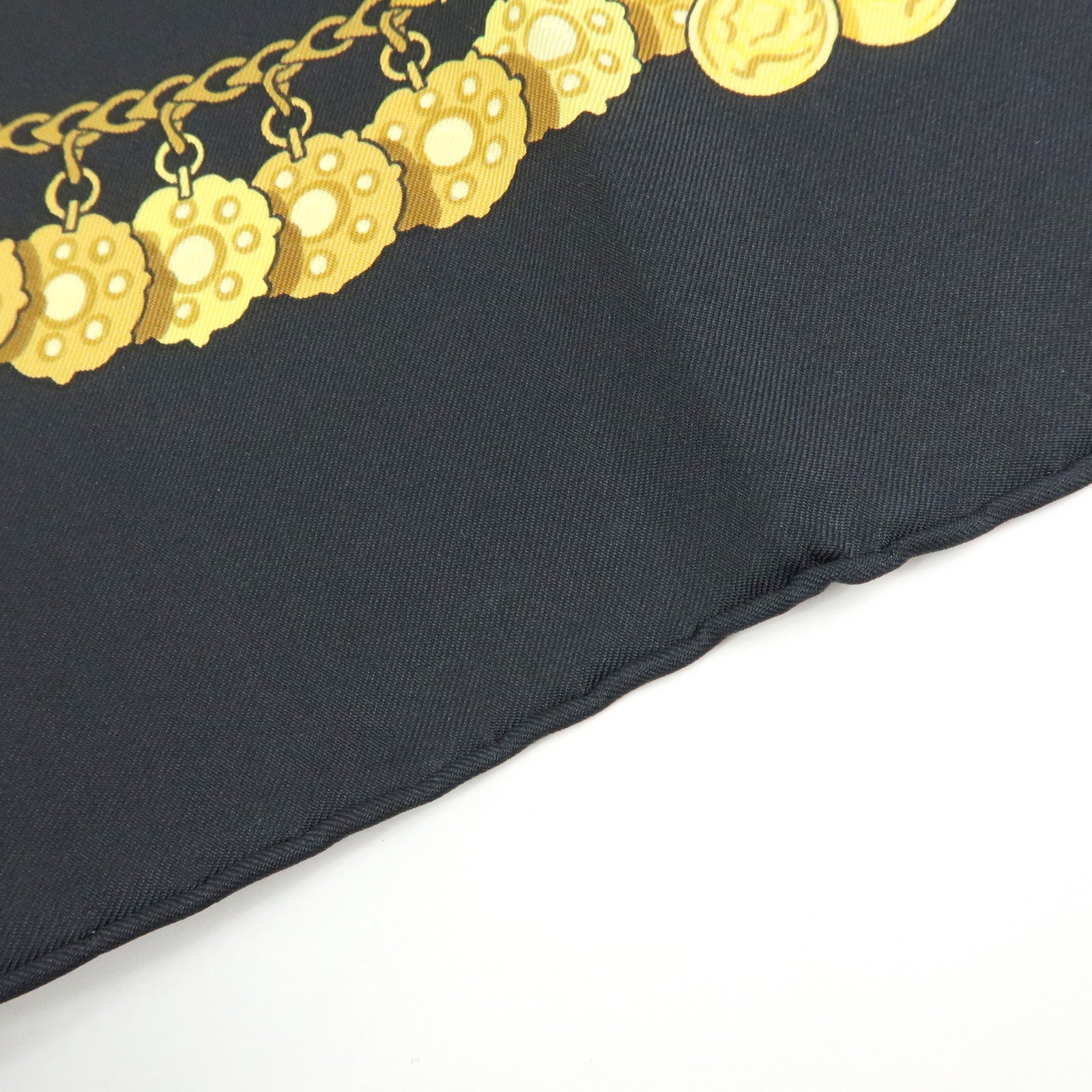 HERMES Carre 90 Silk 100 % Scarf KOSMIMA Black Yellow