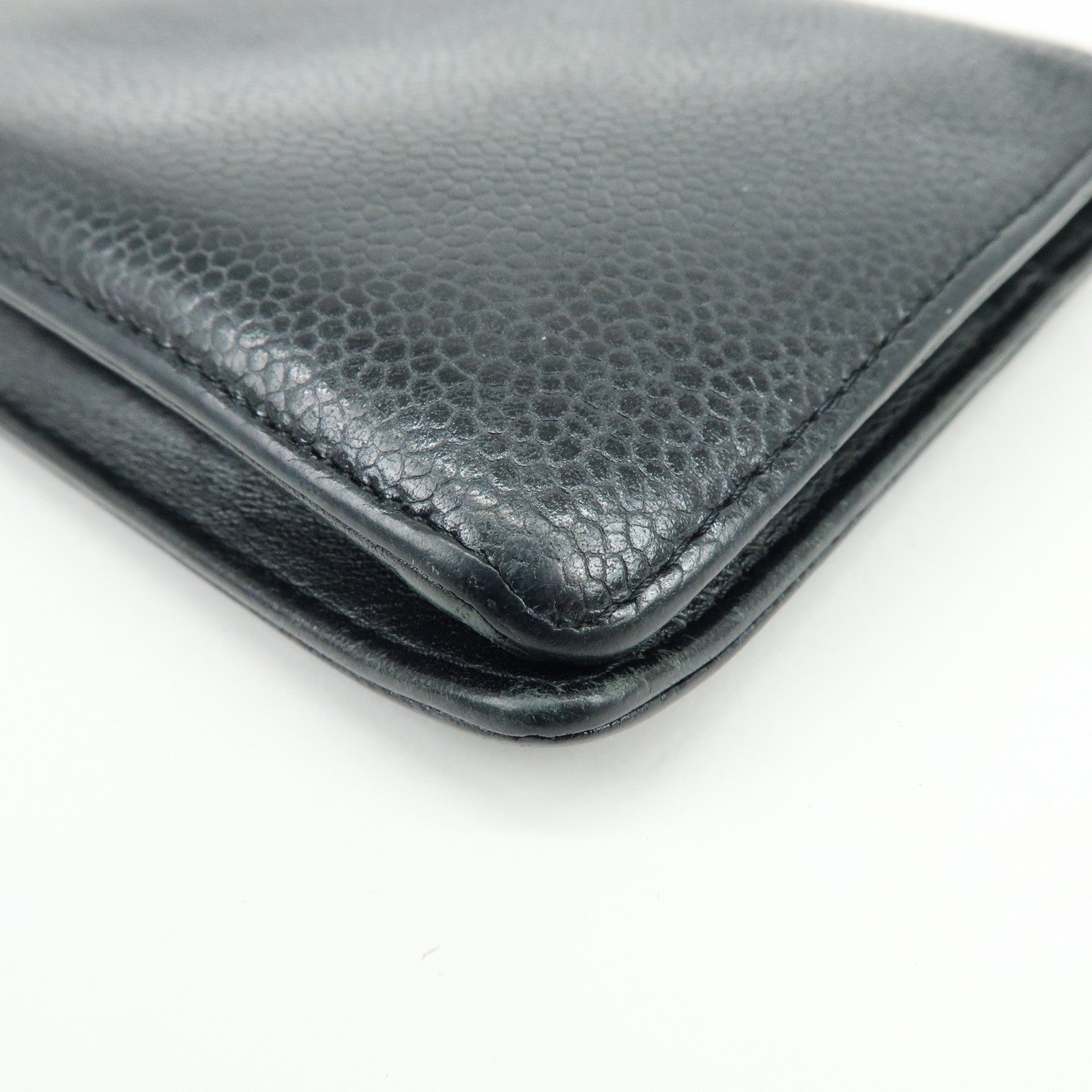 CHANEL COCO Mark Caviarskin Bi-fold Long Wallet Black A48651