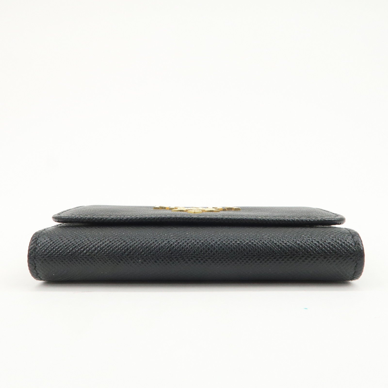 PRADA Logo Saffiano Leather 4 Rings Key Case Black 1PG004