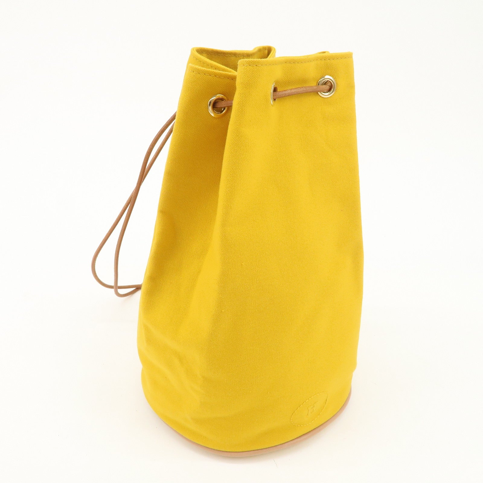 HERMES Porochon Mimil Canvas Leather PM Shoulder Bag Yellow