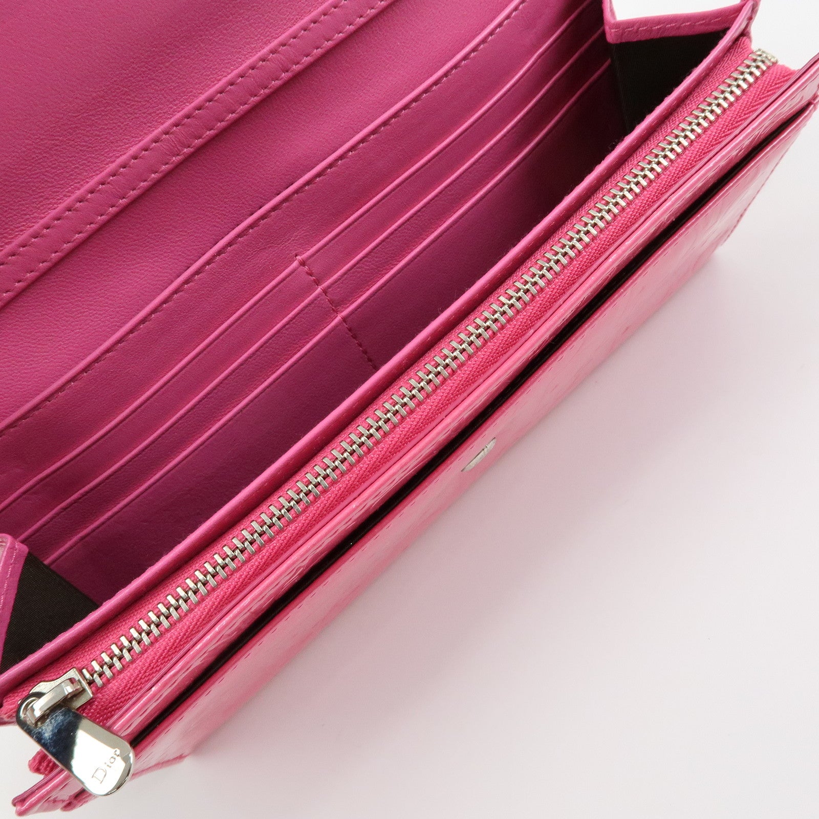 Christian Dior Trotter Patent Leather Chain Wallet WOC Pink