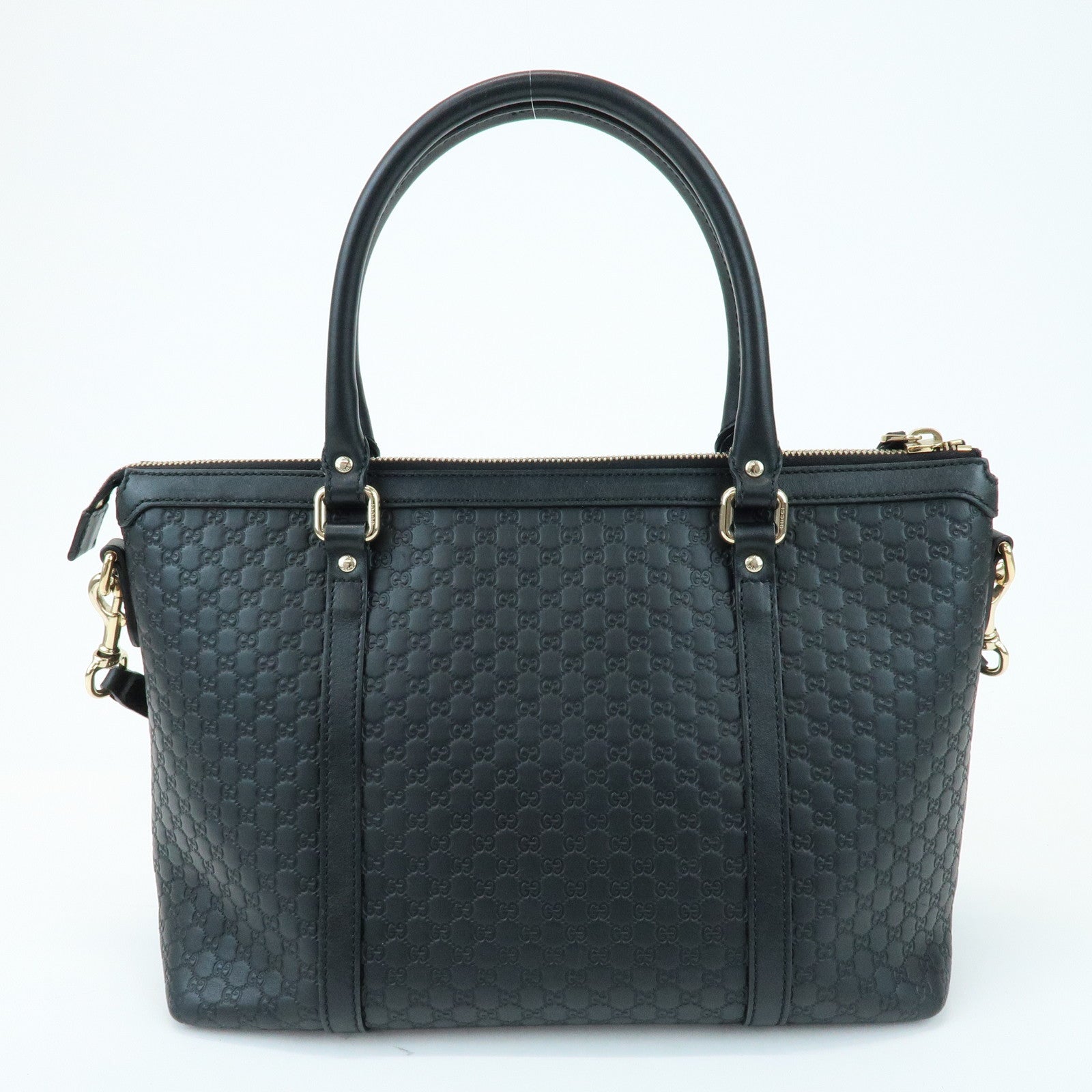 GUCCI Guccissima Leather 2Way Bag Hand Bag Tote Bag Black 449656