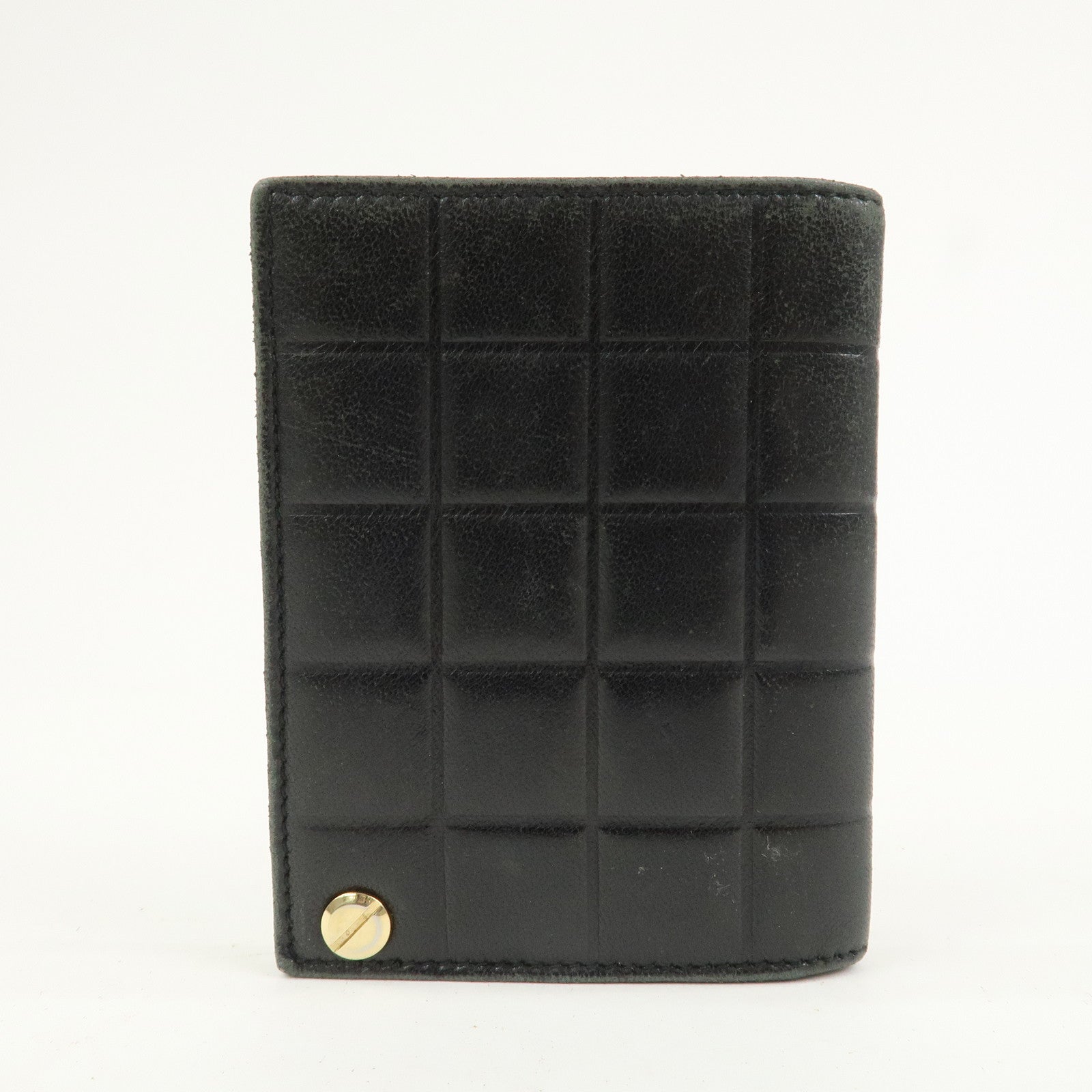 CHANEL Chocolate Bar Lamb Skin Card Case Card Holder Black