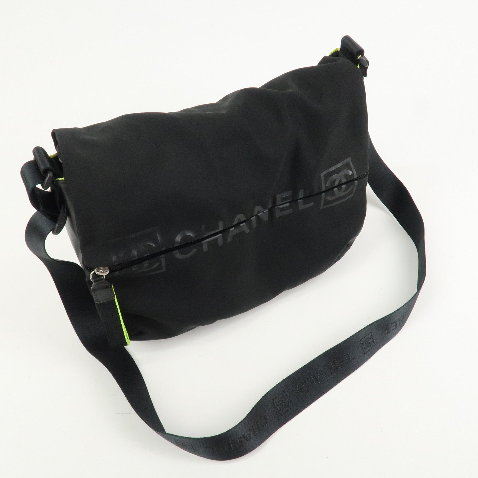 CHANEL Sport Line Nylon Shoulder Bag Messenger Bag Black A26709