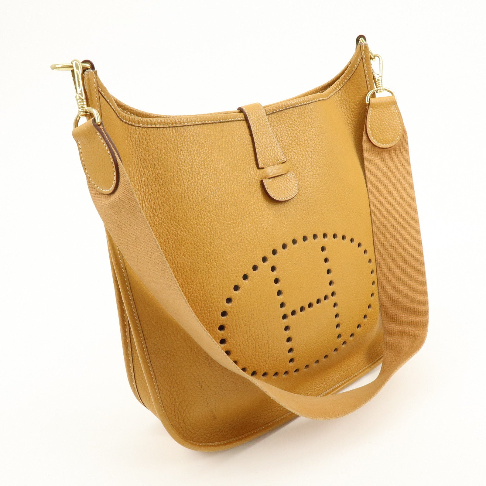 HERMES Evelyne 1GM Taurillon Clemence Shoulder Bag ◯Y Stamped Brown