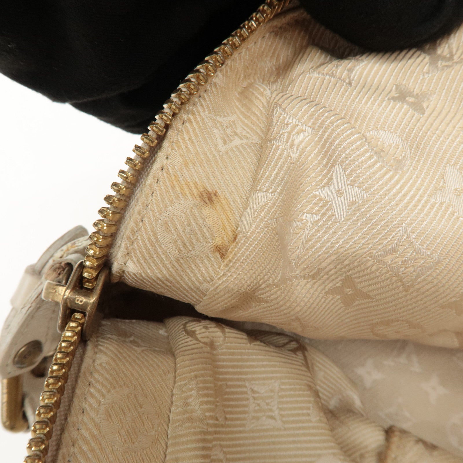 Louis Vuitton Cruise Line Leather Rivet Hand Bag Ecru M95345 Used