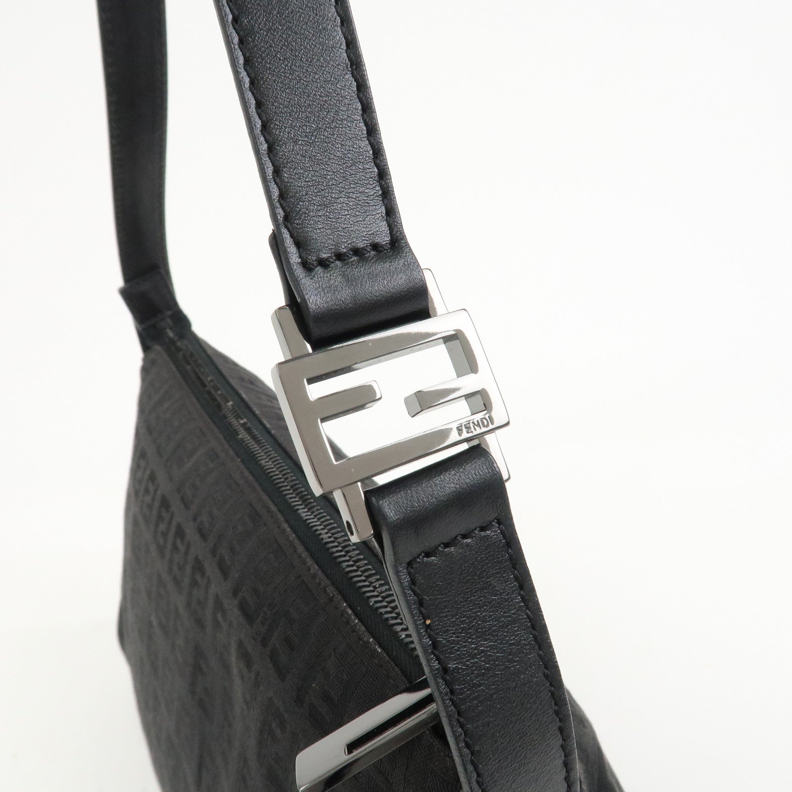 FENDI Zucchino Shoulder Bag Hand Bag Black 8BR444