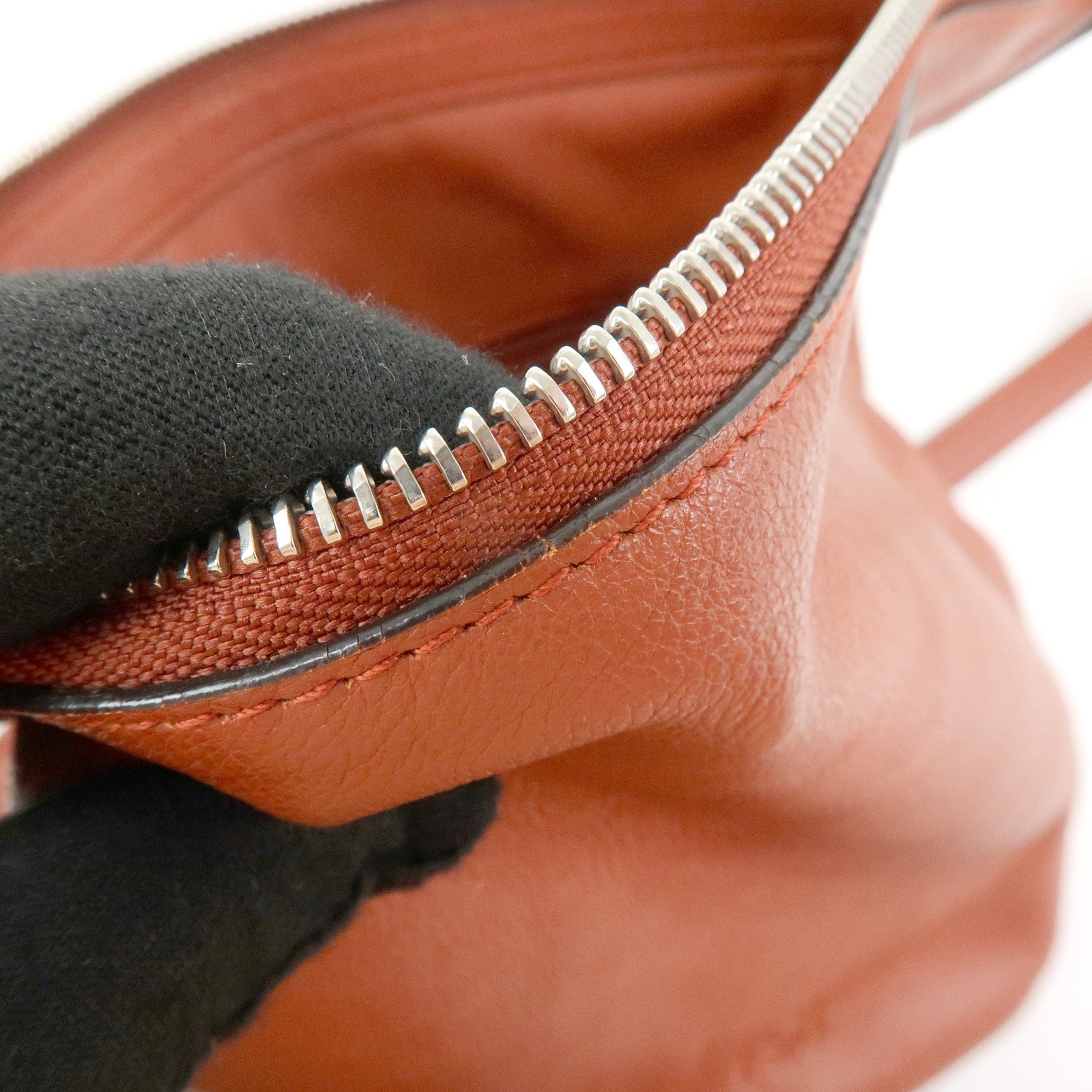 LOEWE Anagram Calf Leather Shoulder Bag Red Brown