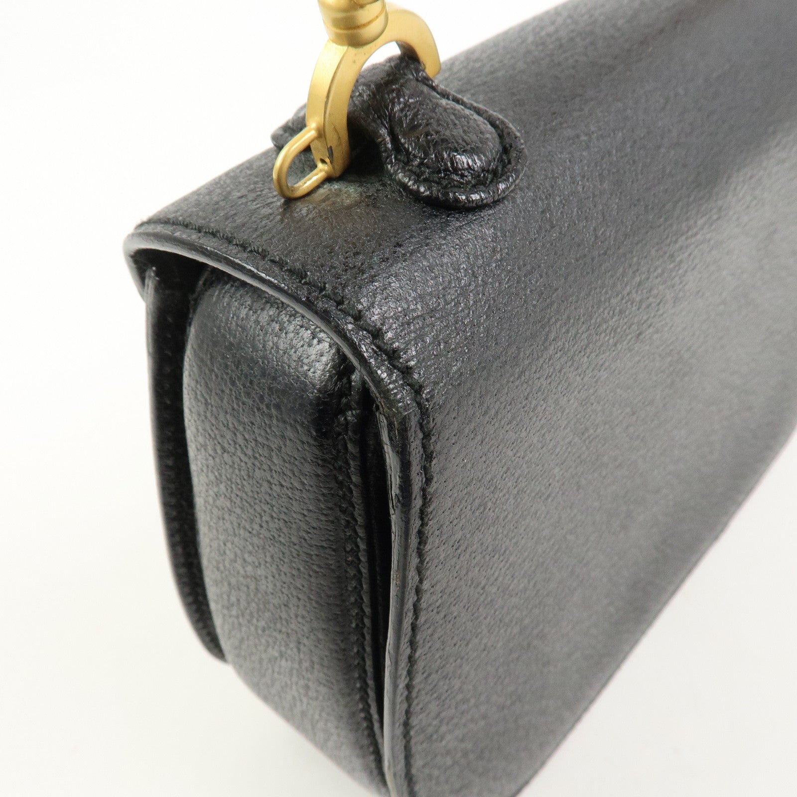 GUCCI Bamboo Leather 2Way Bag Hand Bag Shoulder Bag Black 000・2013