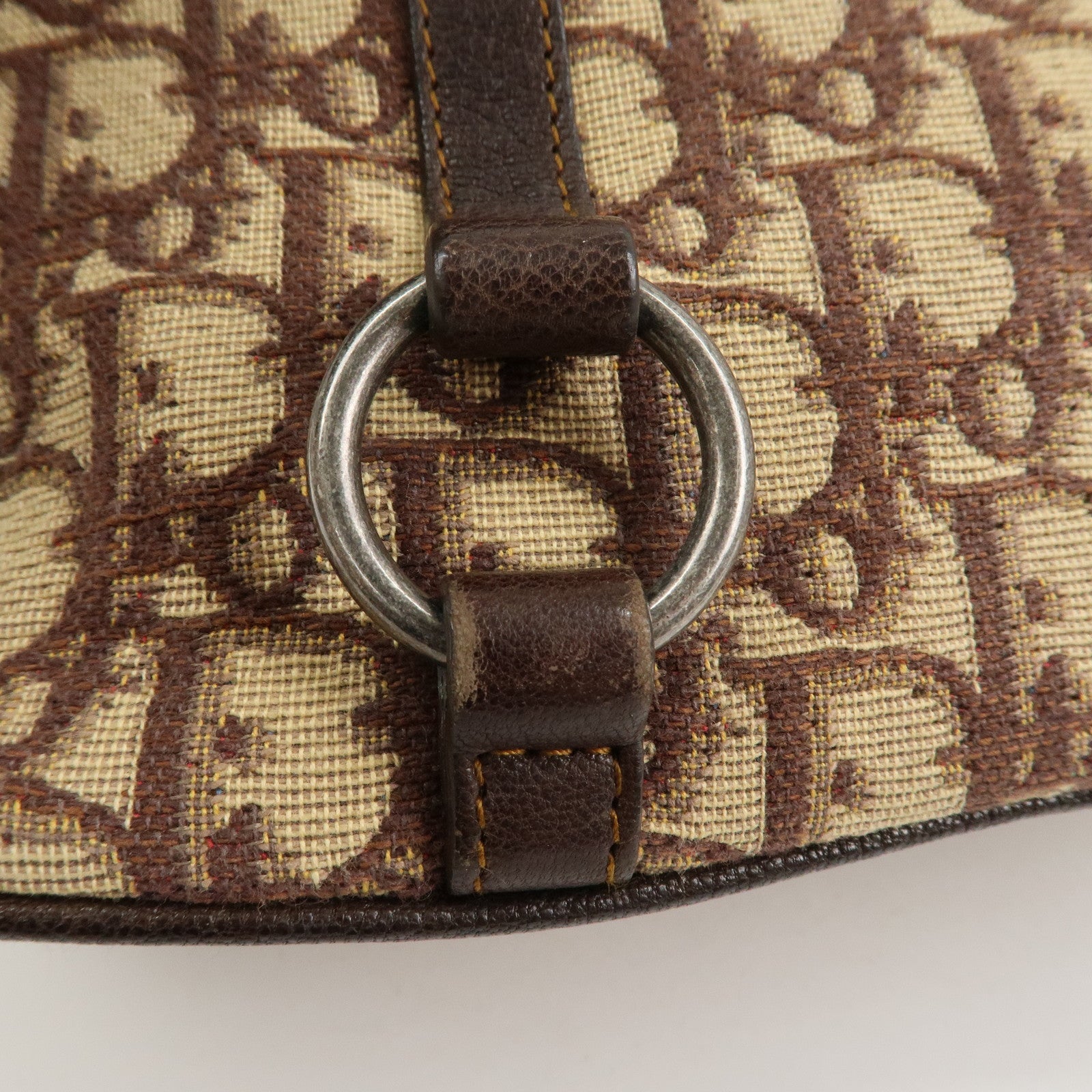 Christian Dior Trotter Canvas Leather Hand Bag Beige Brown