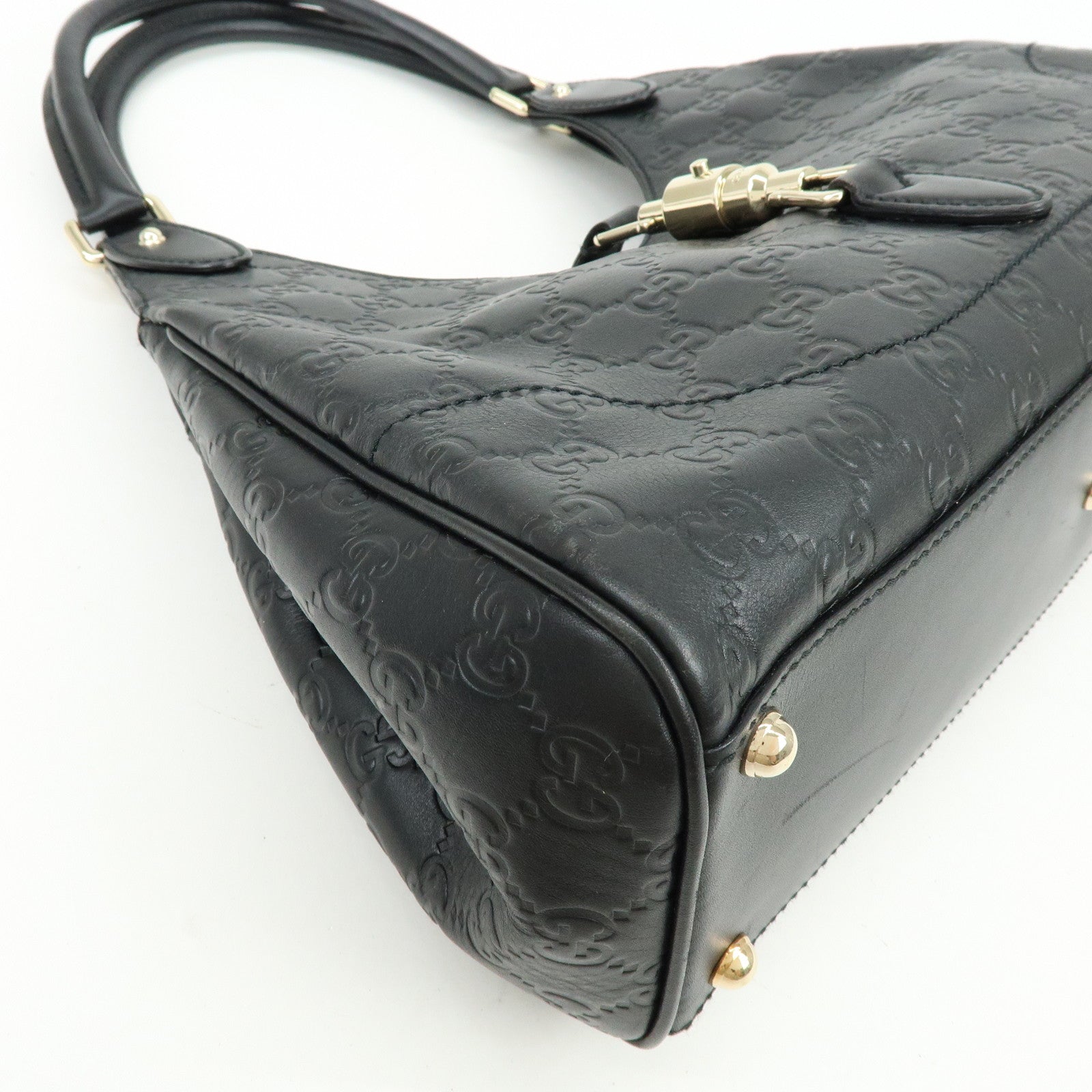 GUCCI Jackie Guccissima Leather Hand Bag Shoulder Bag Black 14819