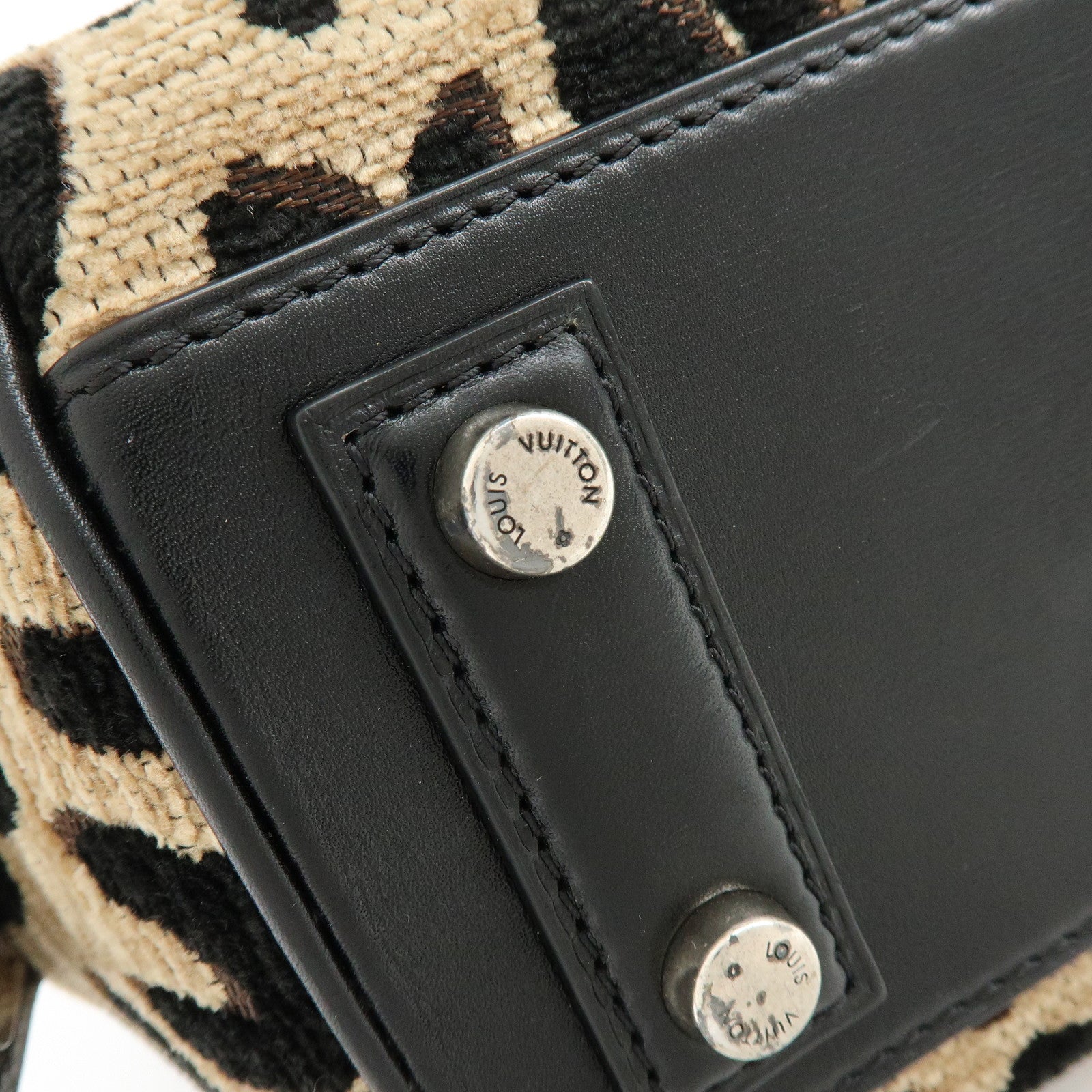 Louis Vuitton Jacquard Canvas Leather Leopard Baby Hand Bag M94257
