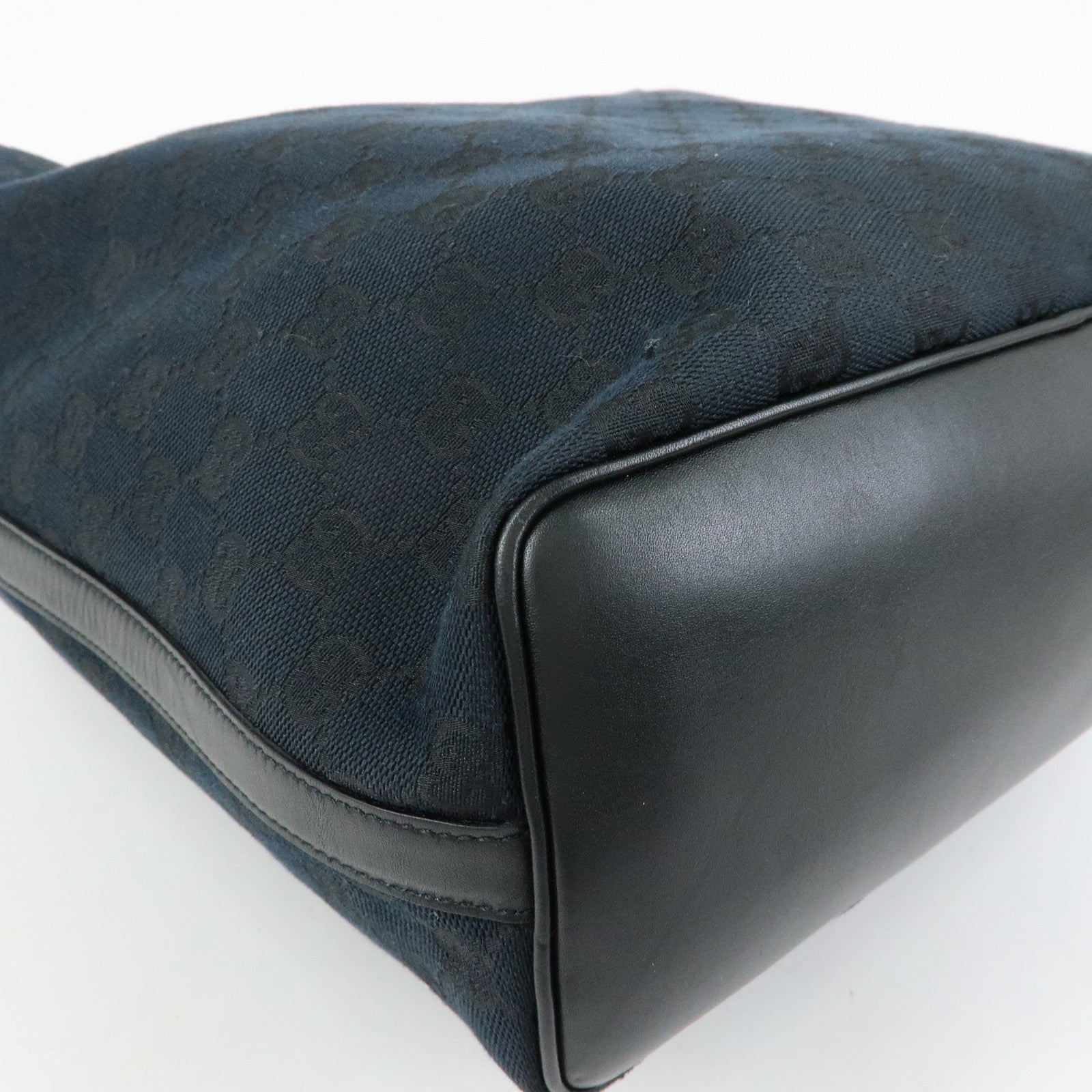GUCCI GG Canvas Leather Shoulder Bag Hand Bag Black 001.4287