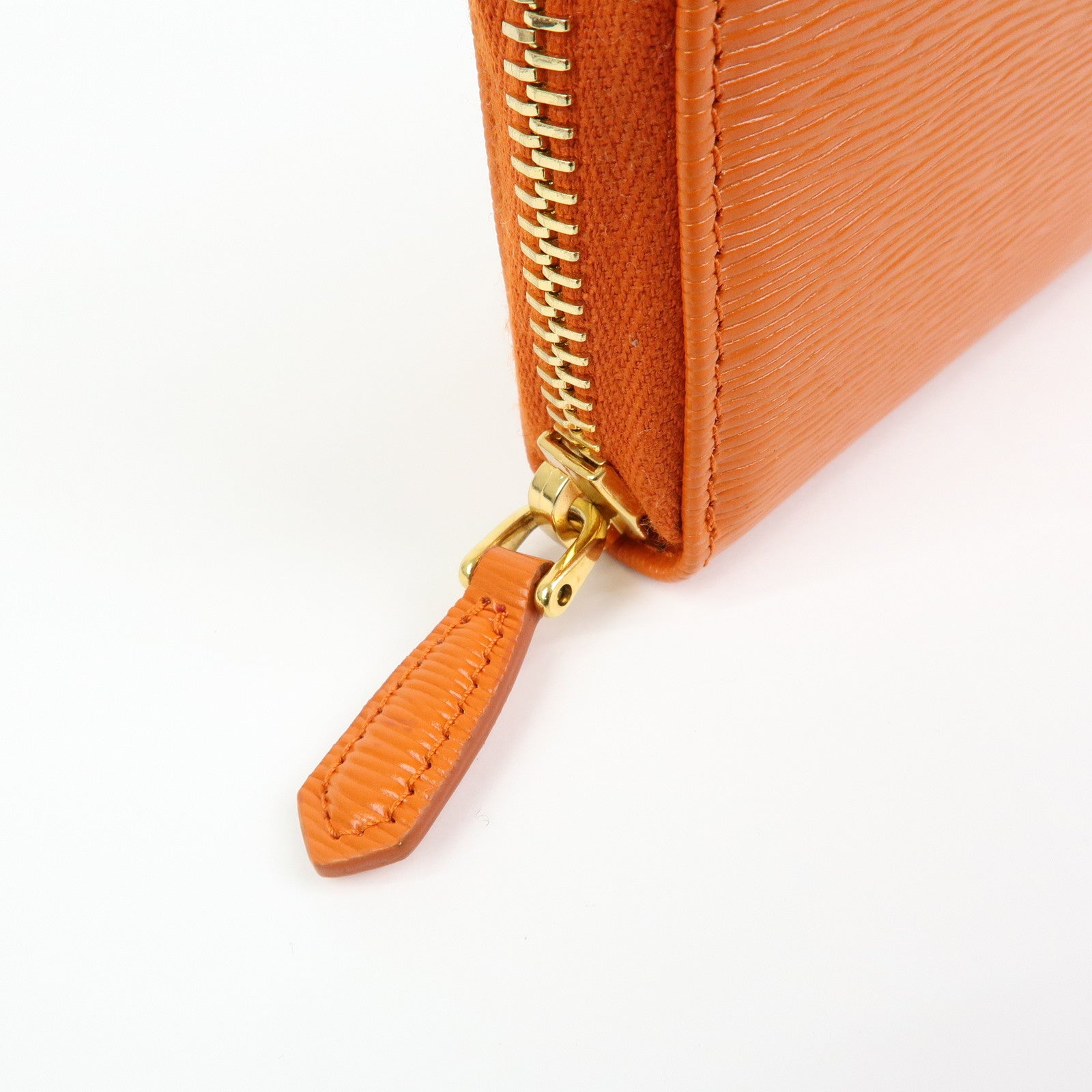 PRADA Saffiano Leather Round Zippy 6 Rings Key Case Orange 1PG604
