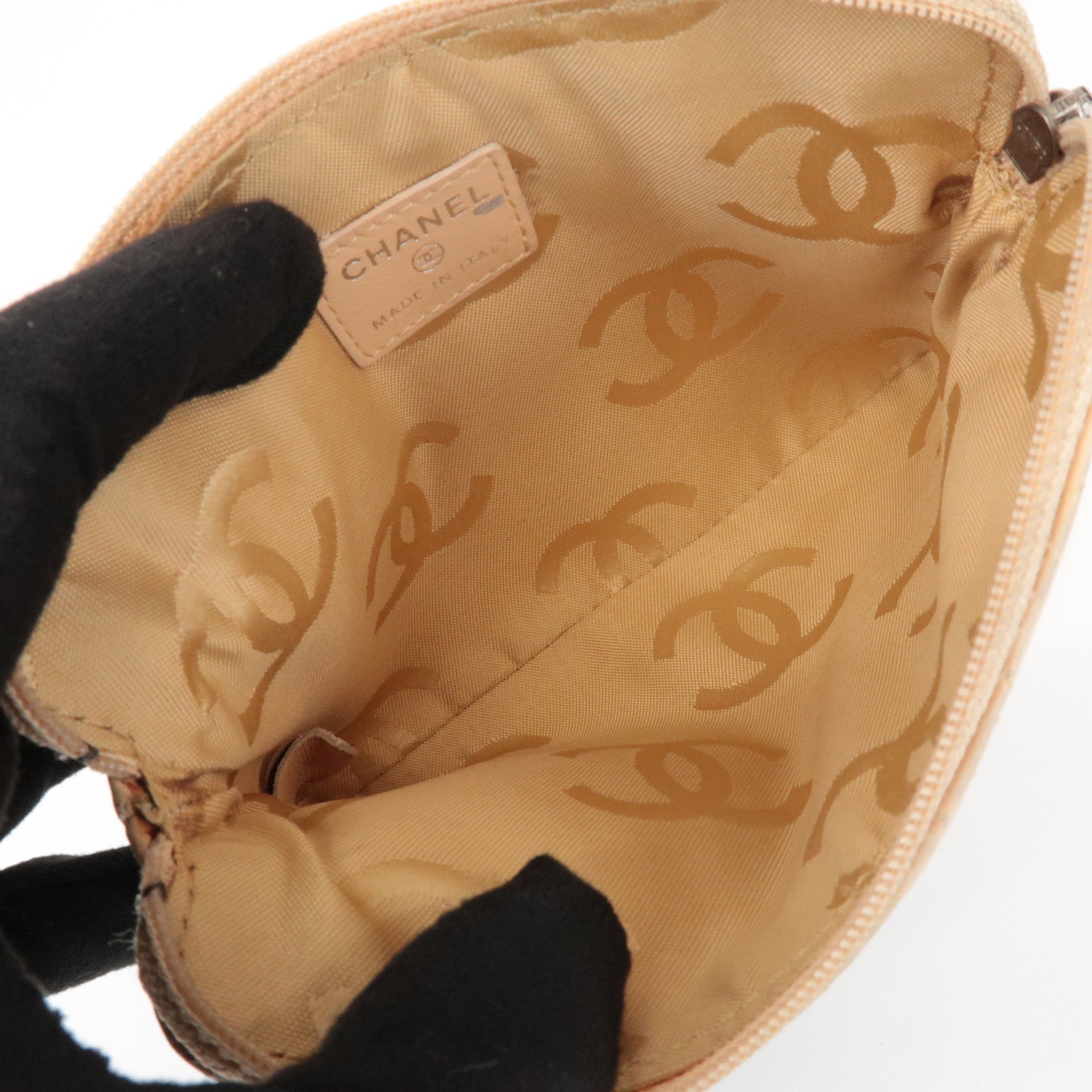 CHANEL Cambon Line Coco Mark Lambskin Cosmetic Pouch