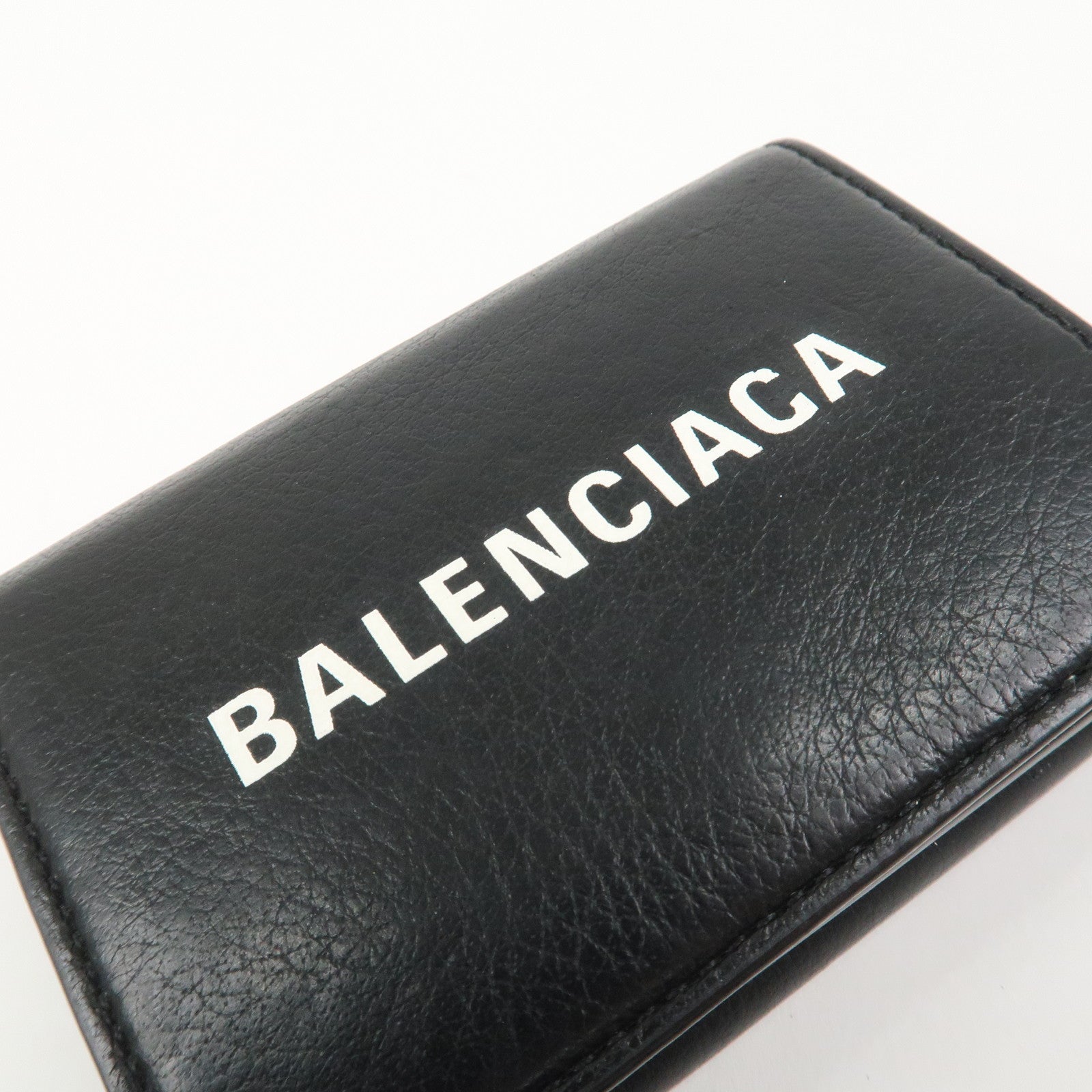 BALENCIAGA Everyday Leather Compact Tri-fold Compact Wallet Black