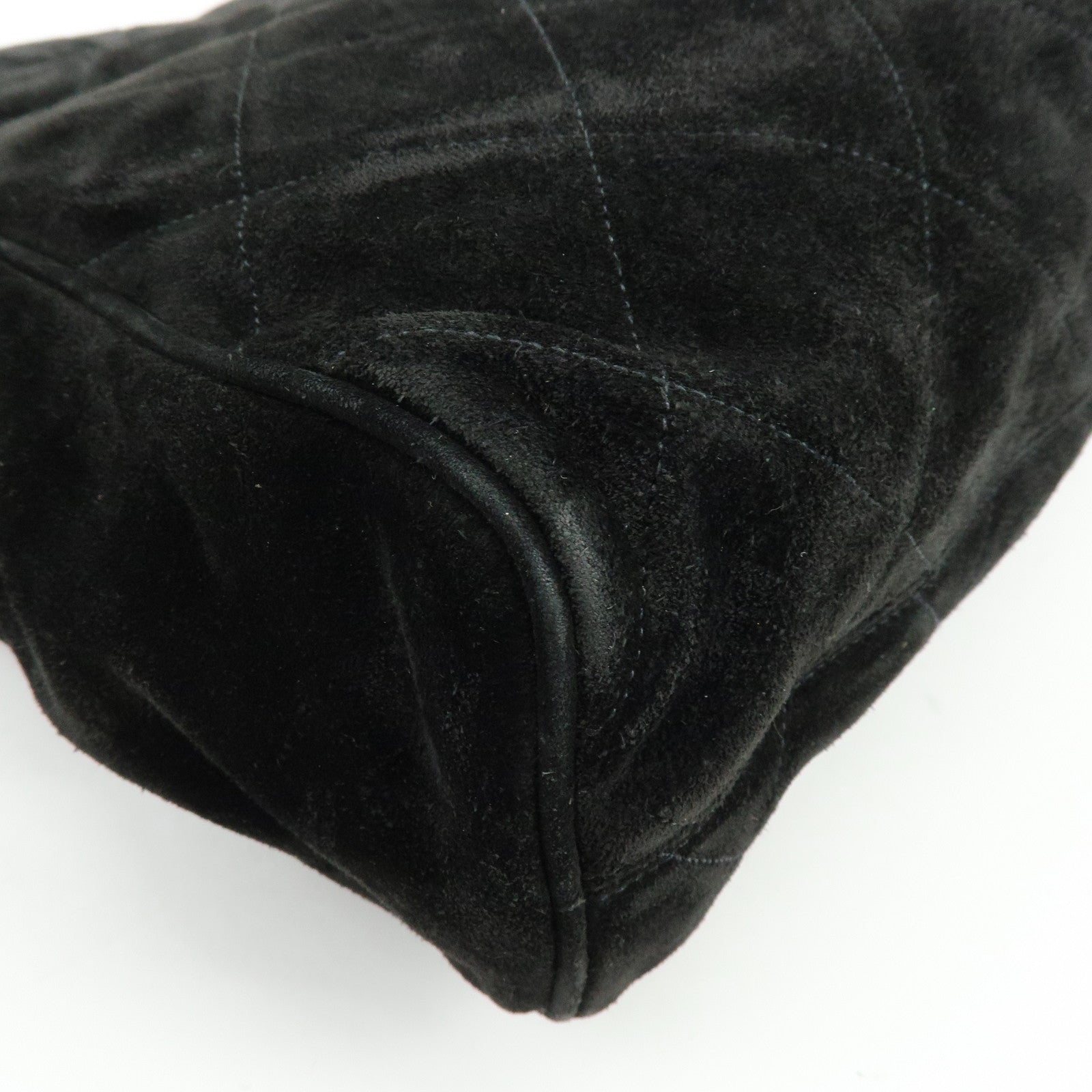 CHANEL Matelasse COCO Mark Suede Lamb Skin Shoulder Bag Black