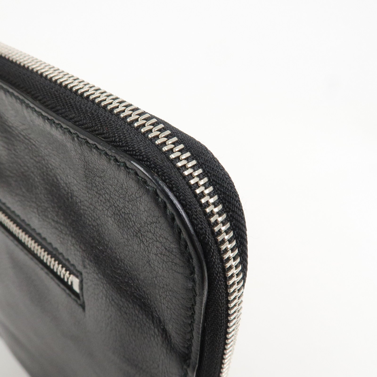 BVLGARI Logo Leather Clutch Bag Black